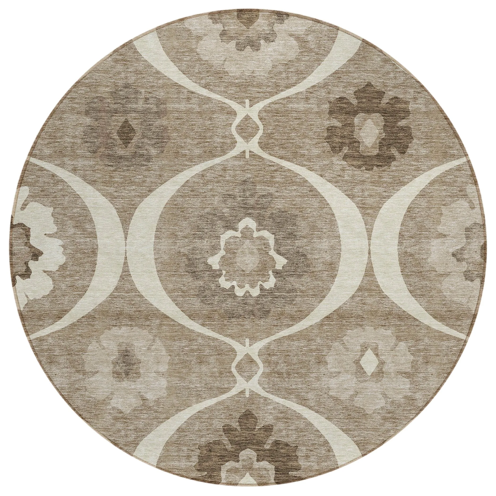 Machine Washable Indoor/ Outdoor Chantille Floral Geo Rug