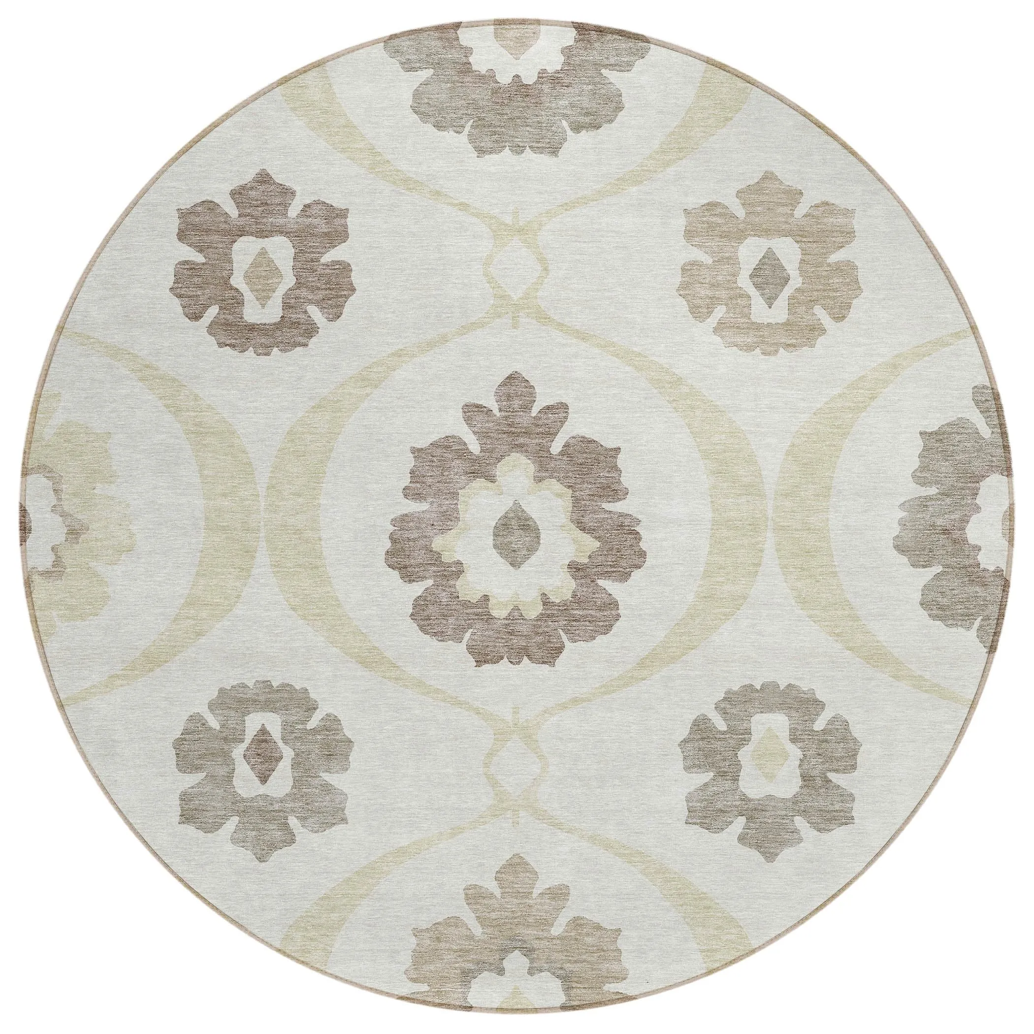 Machine Washable Indoor/ Outdoor Chantille Floral Geo Rug