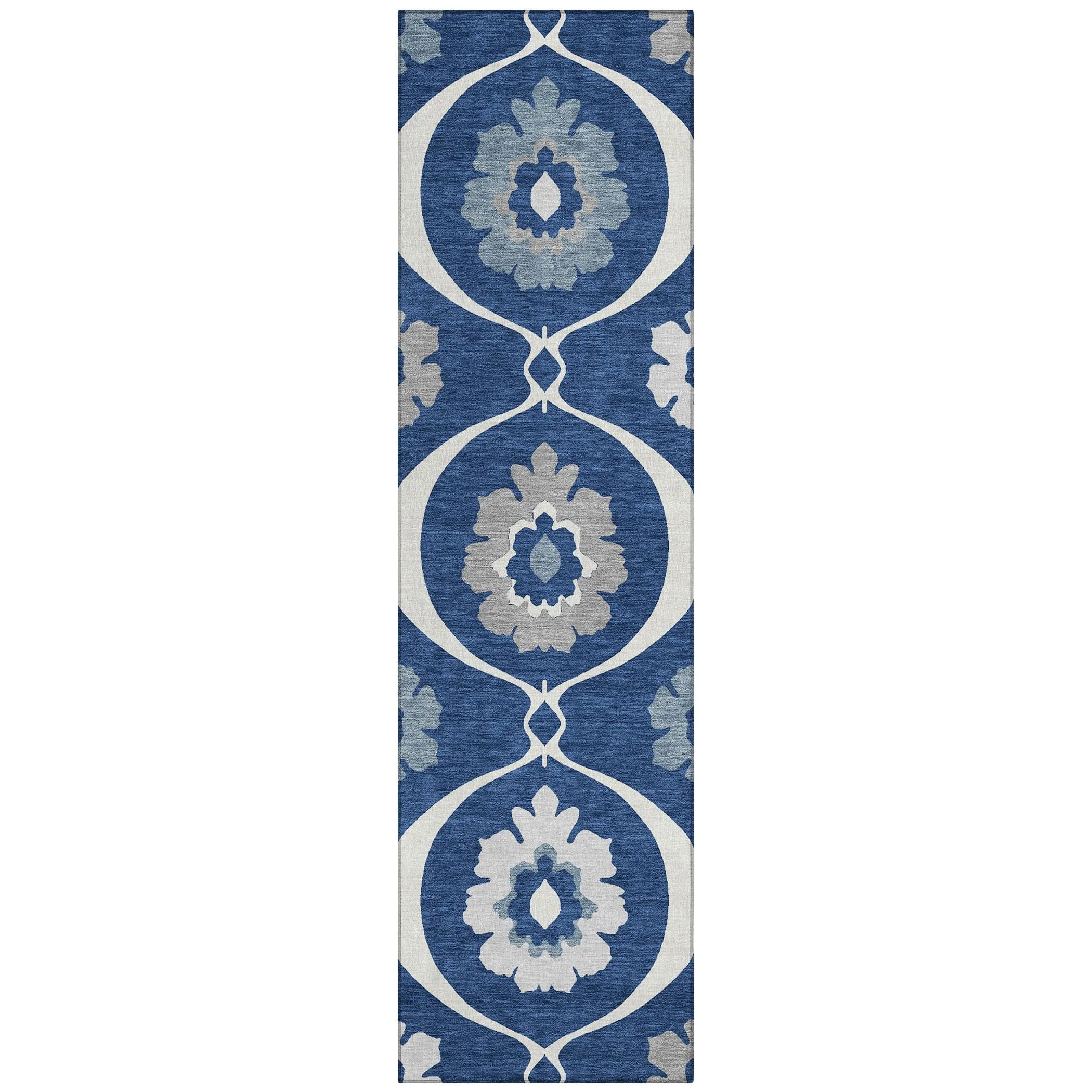 Machine Washable Indoor/ Outdoor Chantille Floral Geo Rug