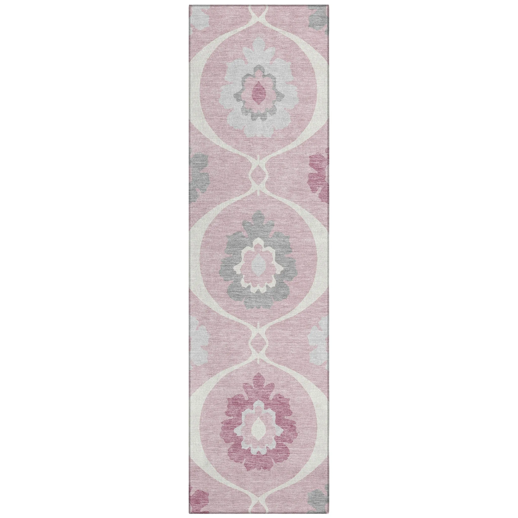 Machine Washable Indoor/ Outdoor Chantille Floral Geo Rug
