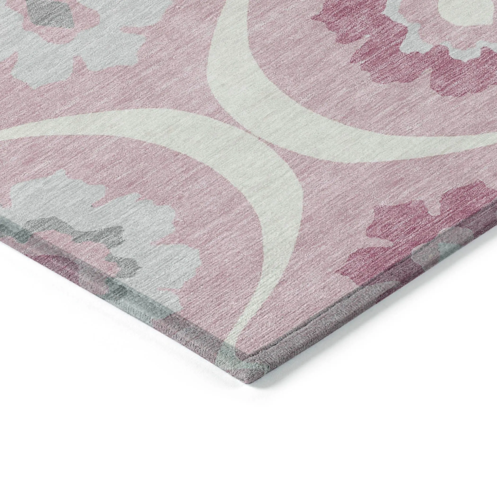 Machine Washable Indoor/ Outdoor Chantille Floral Geo Rug