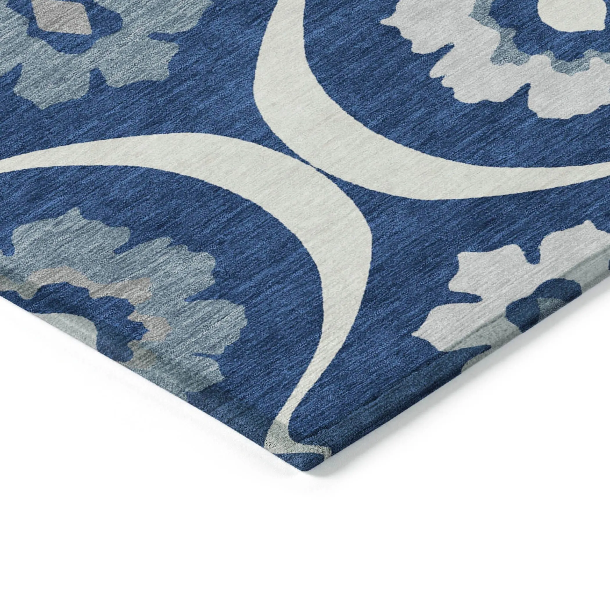 Machine Washable Indoor/ Outdoor Chantille Floral Geo Rug