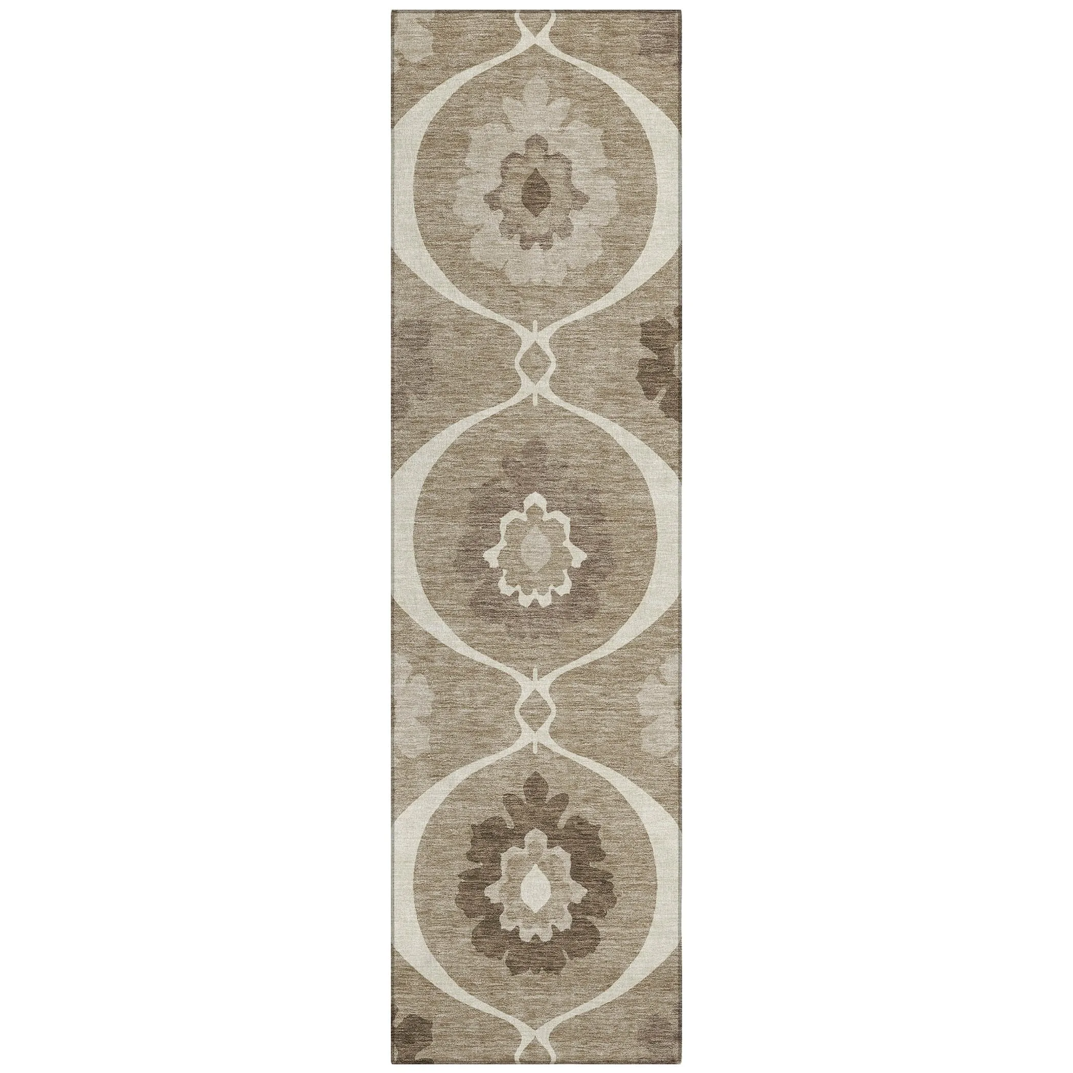 Machine Washable Indoor/ Outdoor Chantille Floral Geo Rug