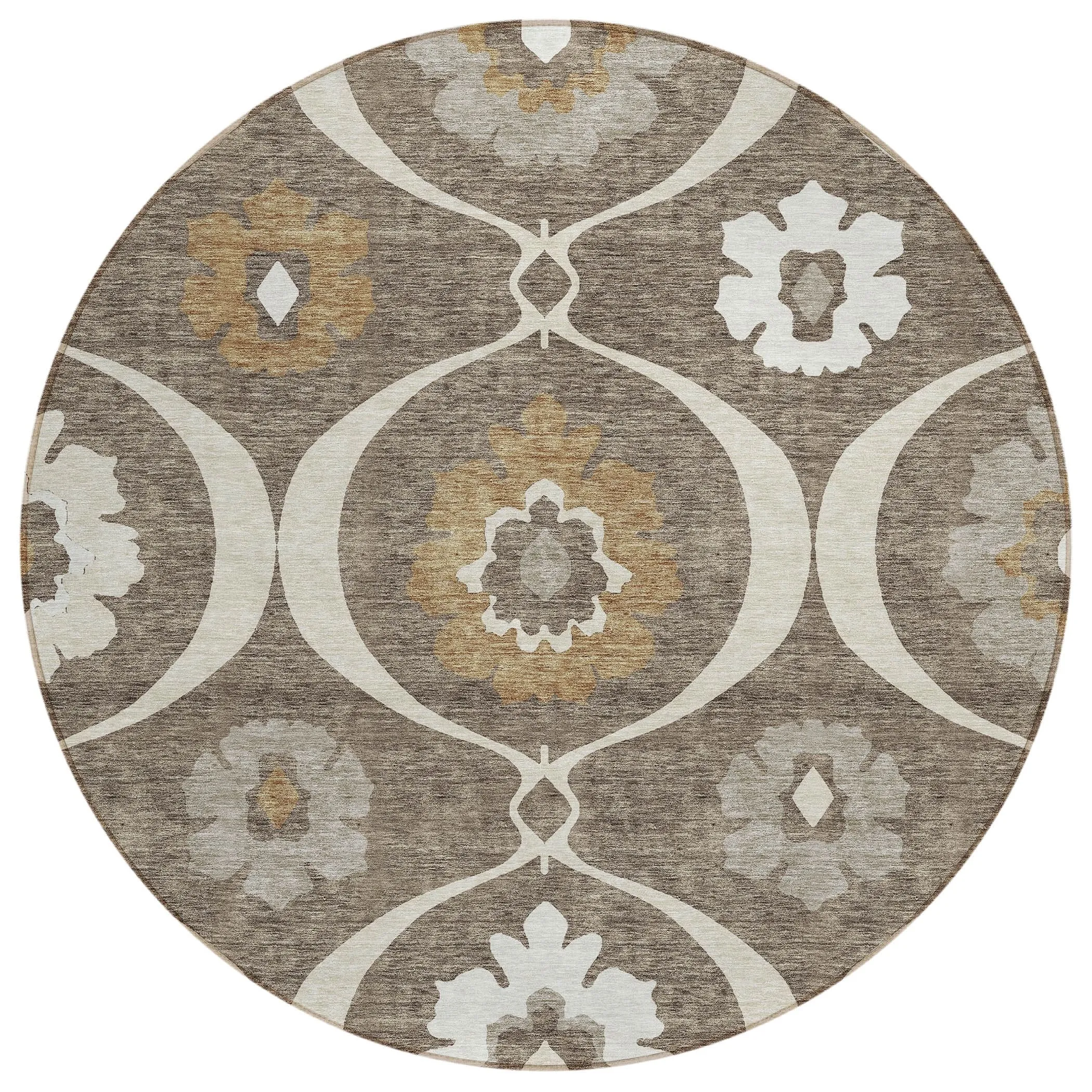 Machine Washable Indoor/ Outdoor Chantille Floral Geo Rug