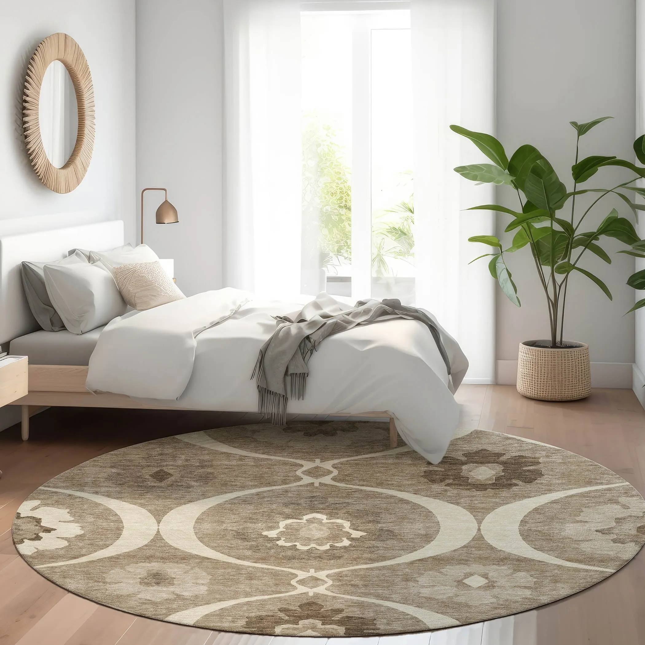 Machine Washable Indoor/ Outdoor Chantille Floral Geo Rug