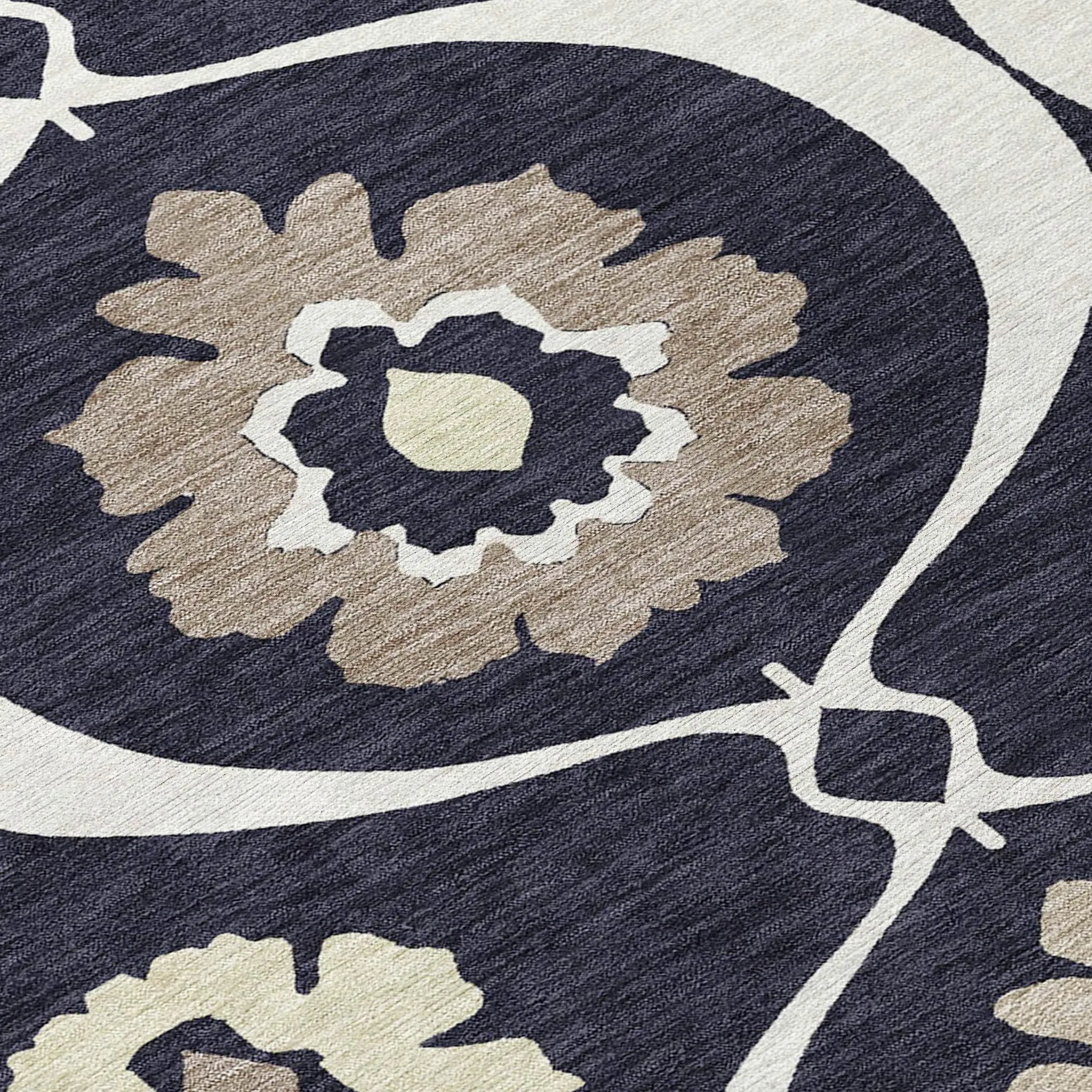 Machine Washable Indoor/ Outdoor Chantille Floral Geo Rug