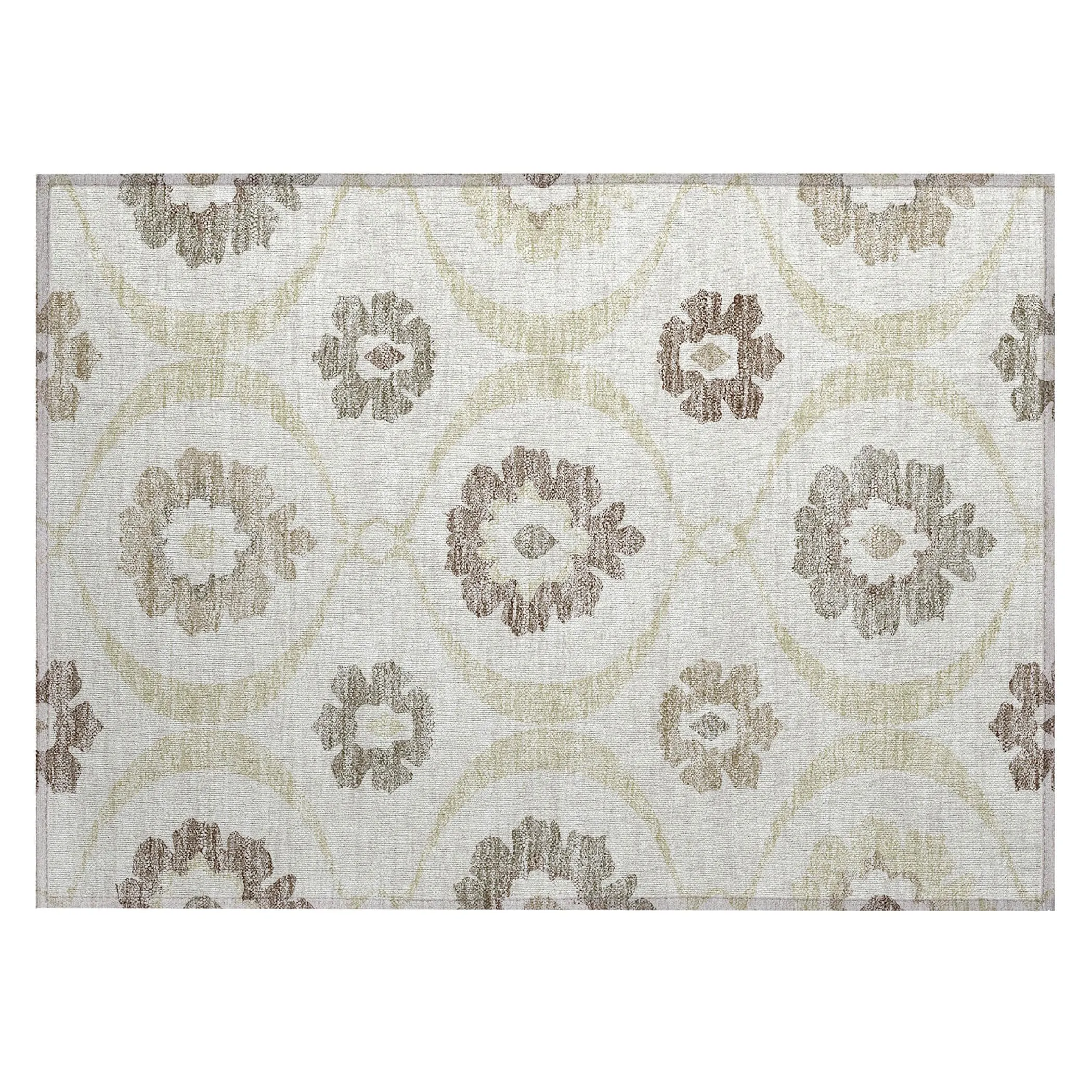 Machine Washable Indoor/ Outdoor Chantille Floral Geo Rug