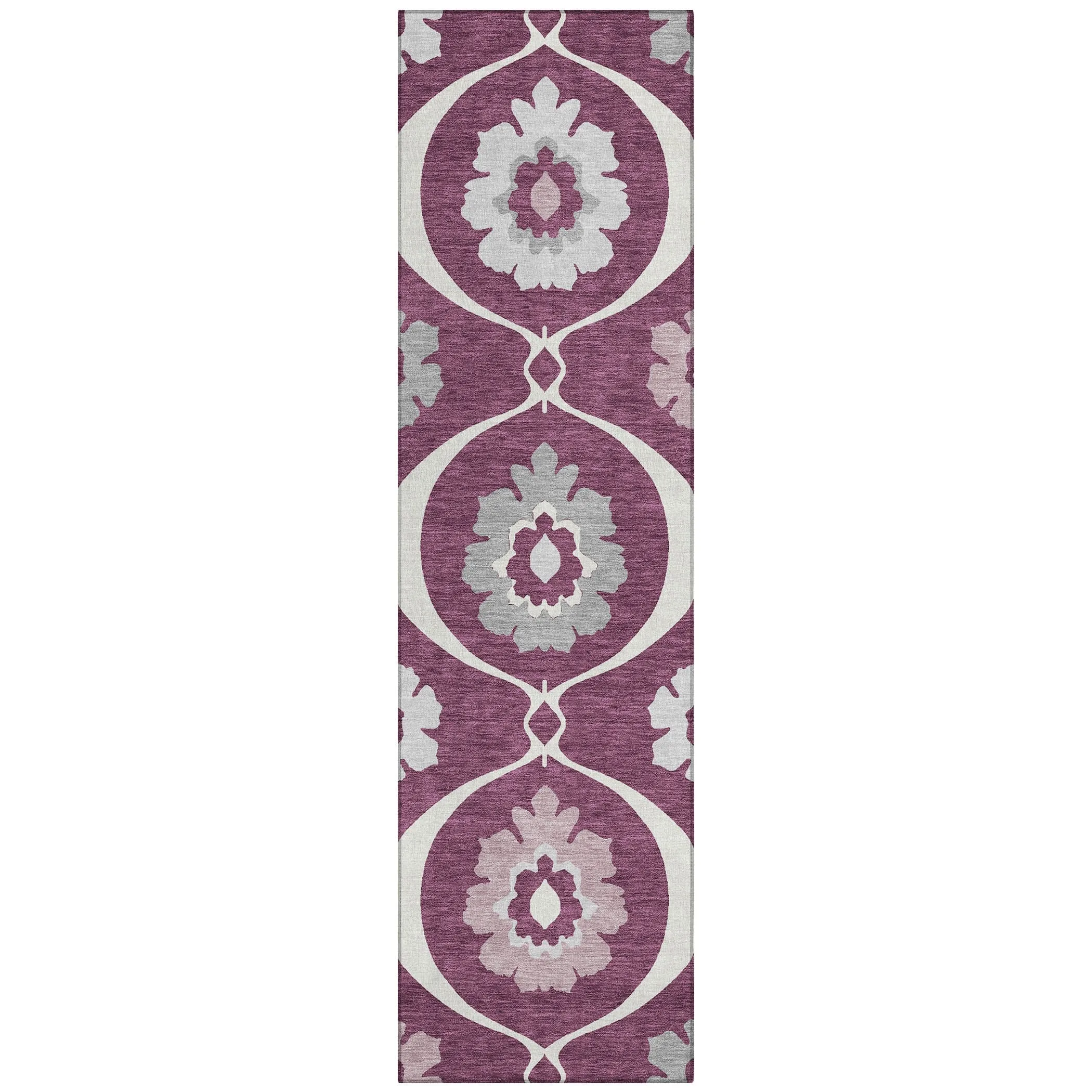 Machine Washable Indoor/ Outdoor Chantille Floral Geo Rug
