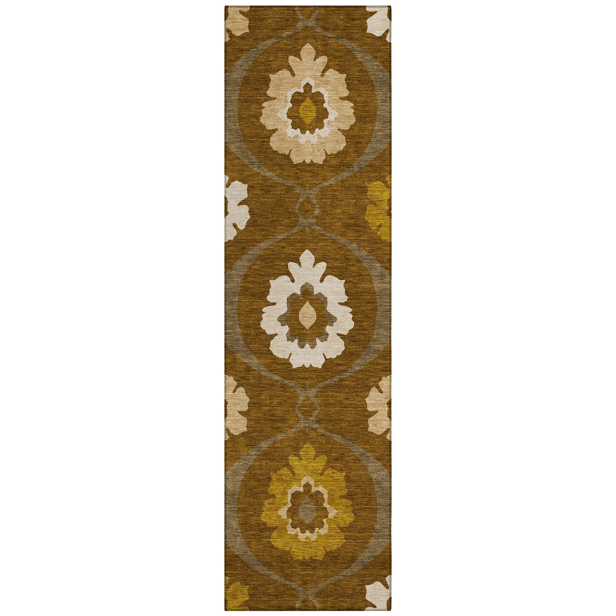 Machine Washable Indoor/ Outdoor Chantille Floral Geo Rug