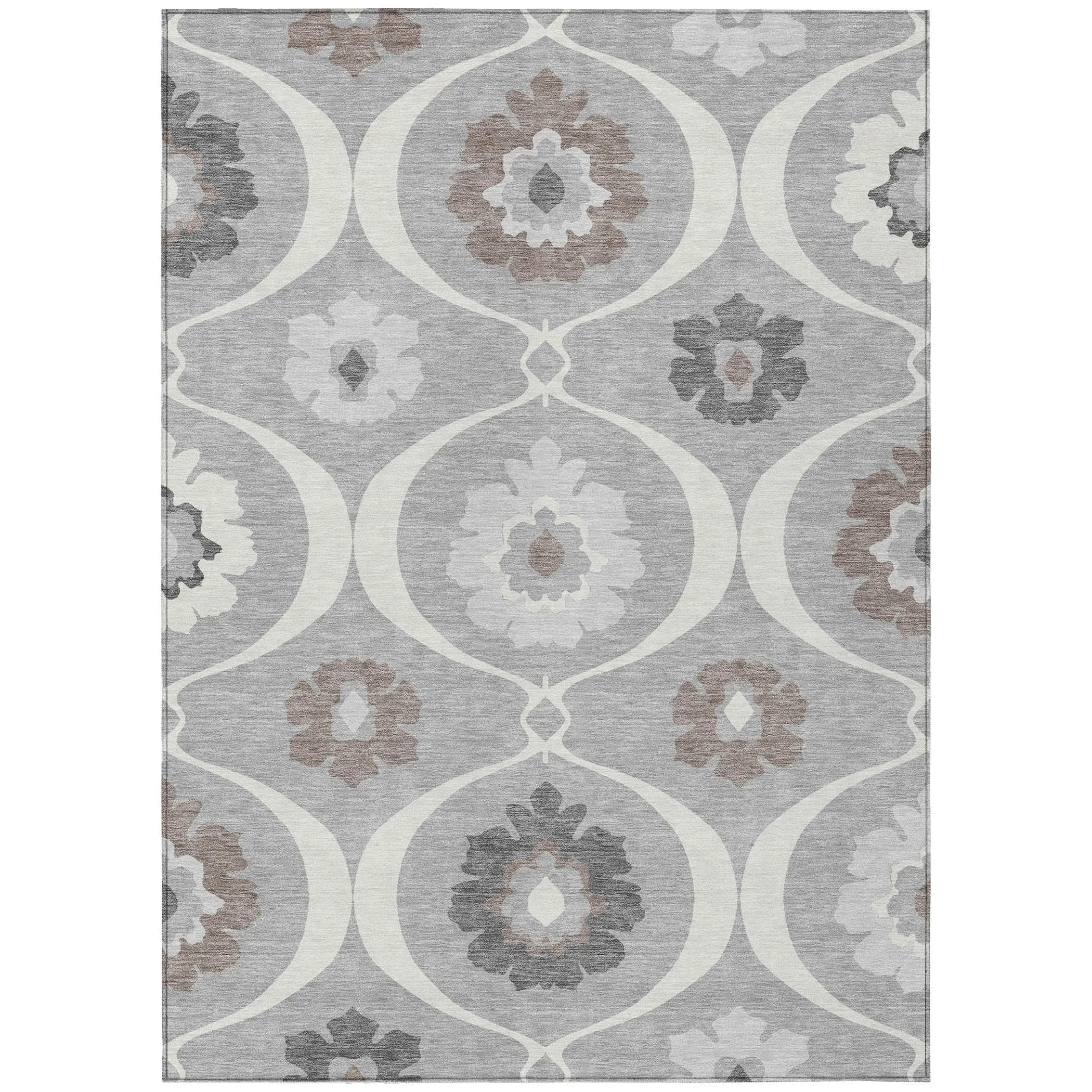 Machine Washable Indoor/ Outdoor Chantille Floral Geo Rug