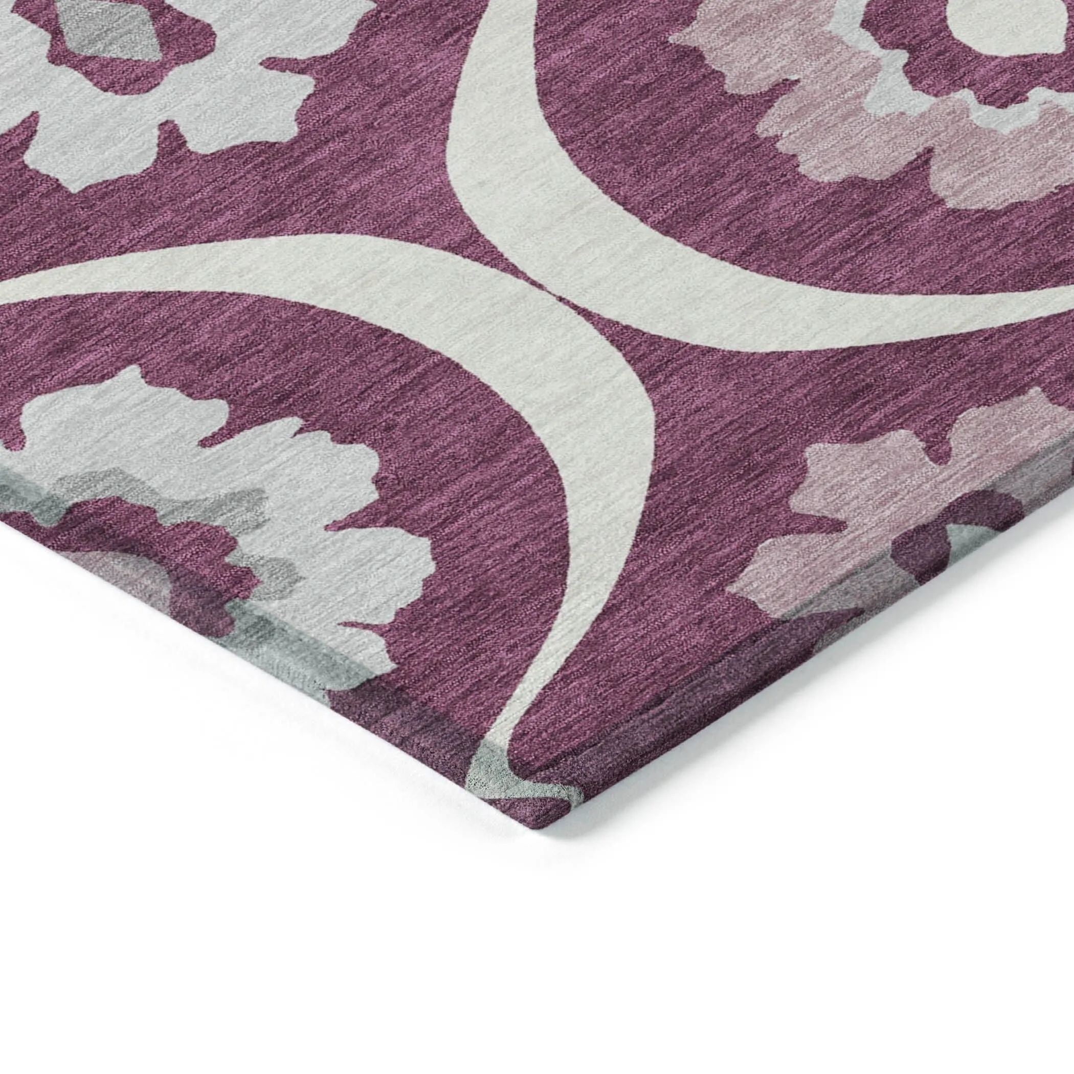 Machine Washable Indoor/ Outdoor Chantille Floral Geo Rug