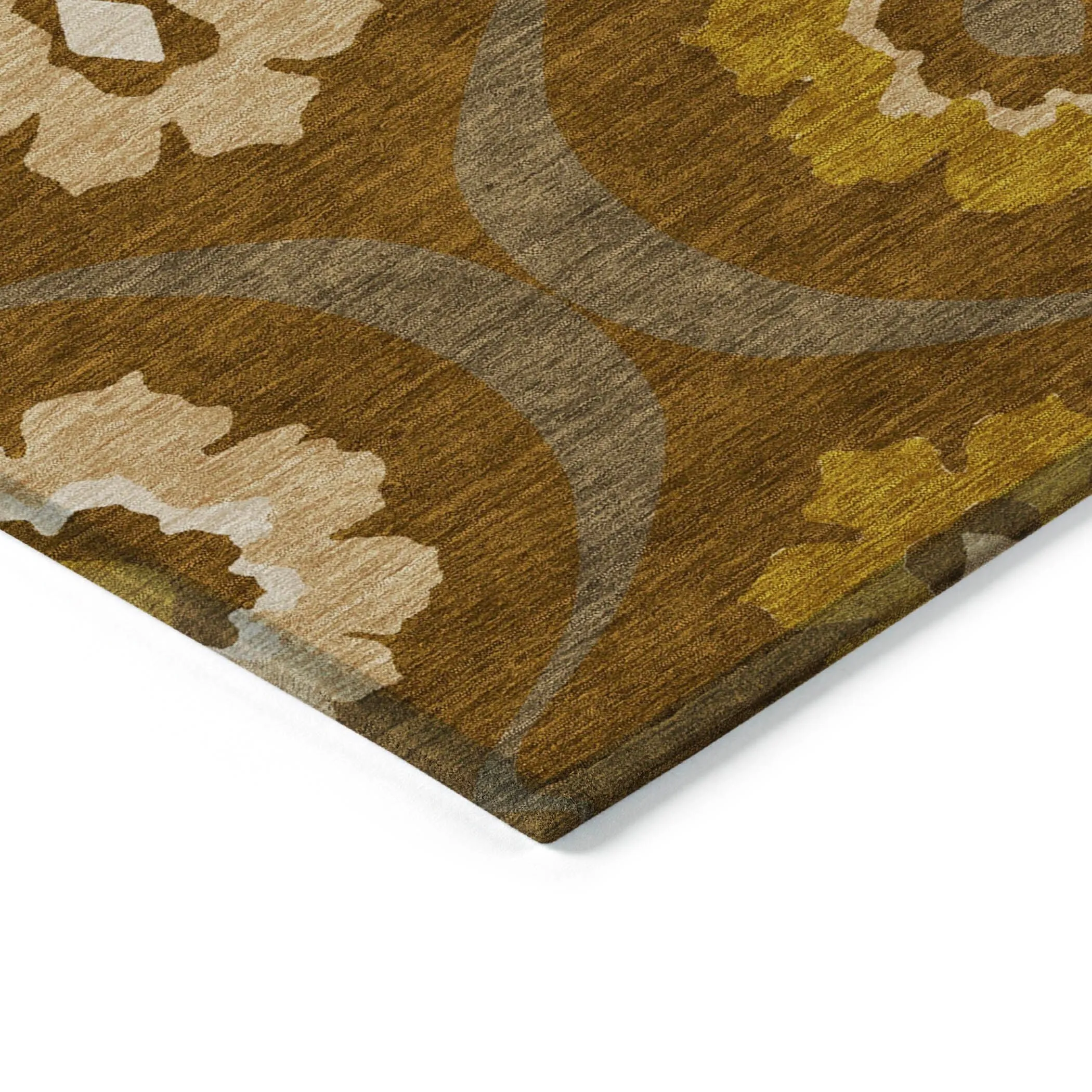 Machine Washable Indoor/ Outdoor Chantille Floral Geo Rug