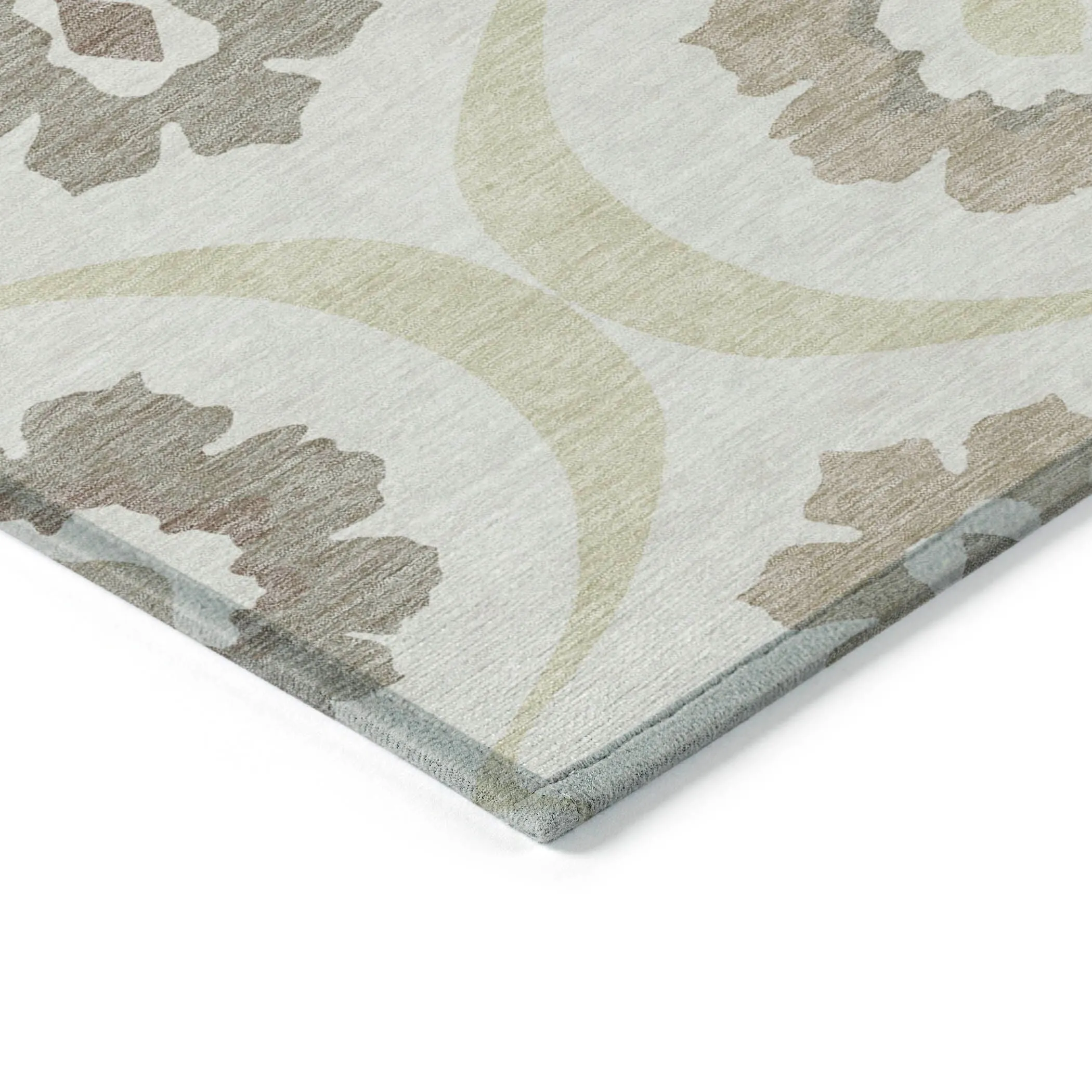Machine Washable Indoor/ Outdoor Chantille Floral Geo Rug