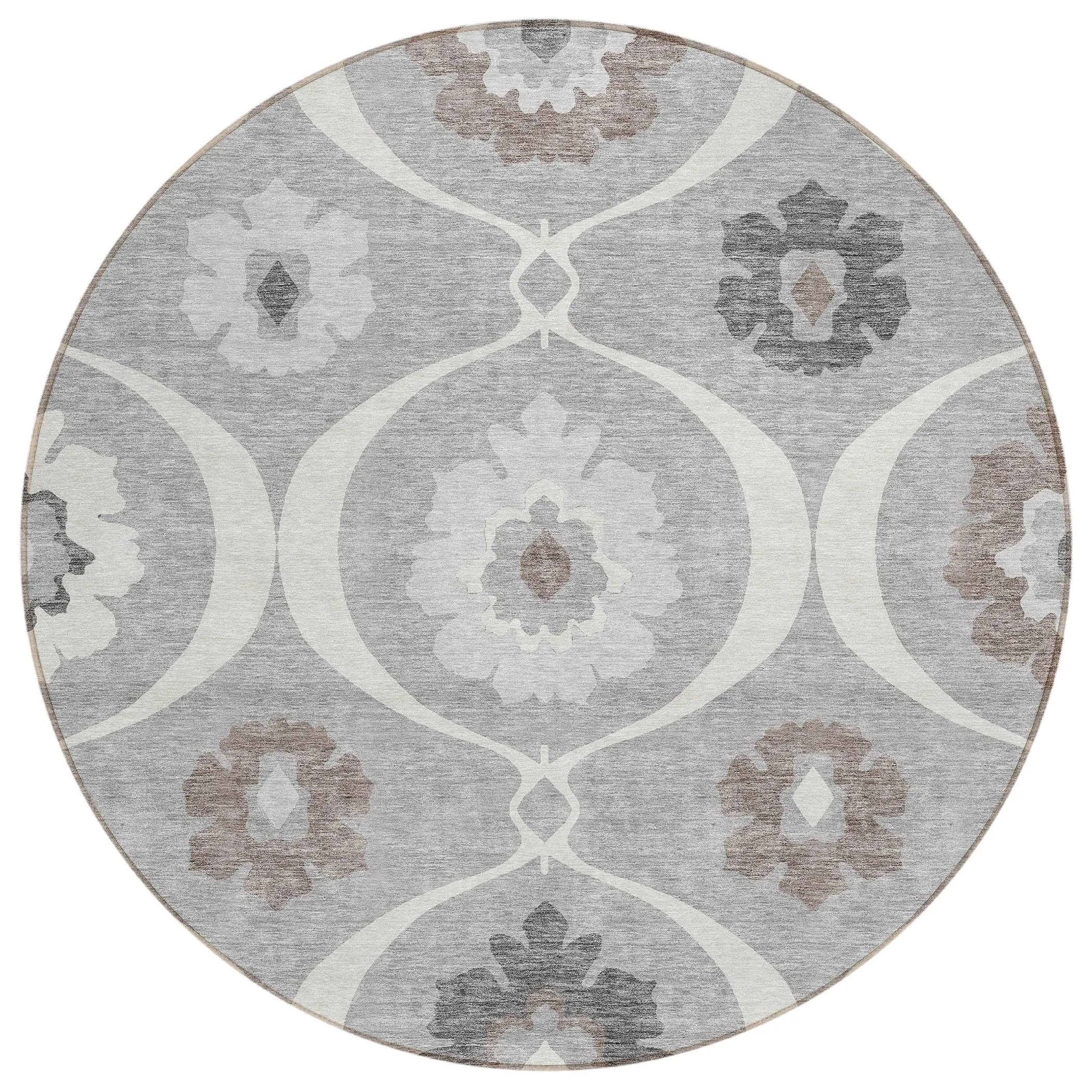 Machine Washable Indoor/ Outdoor Chantille Floral Geo Rug