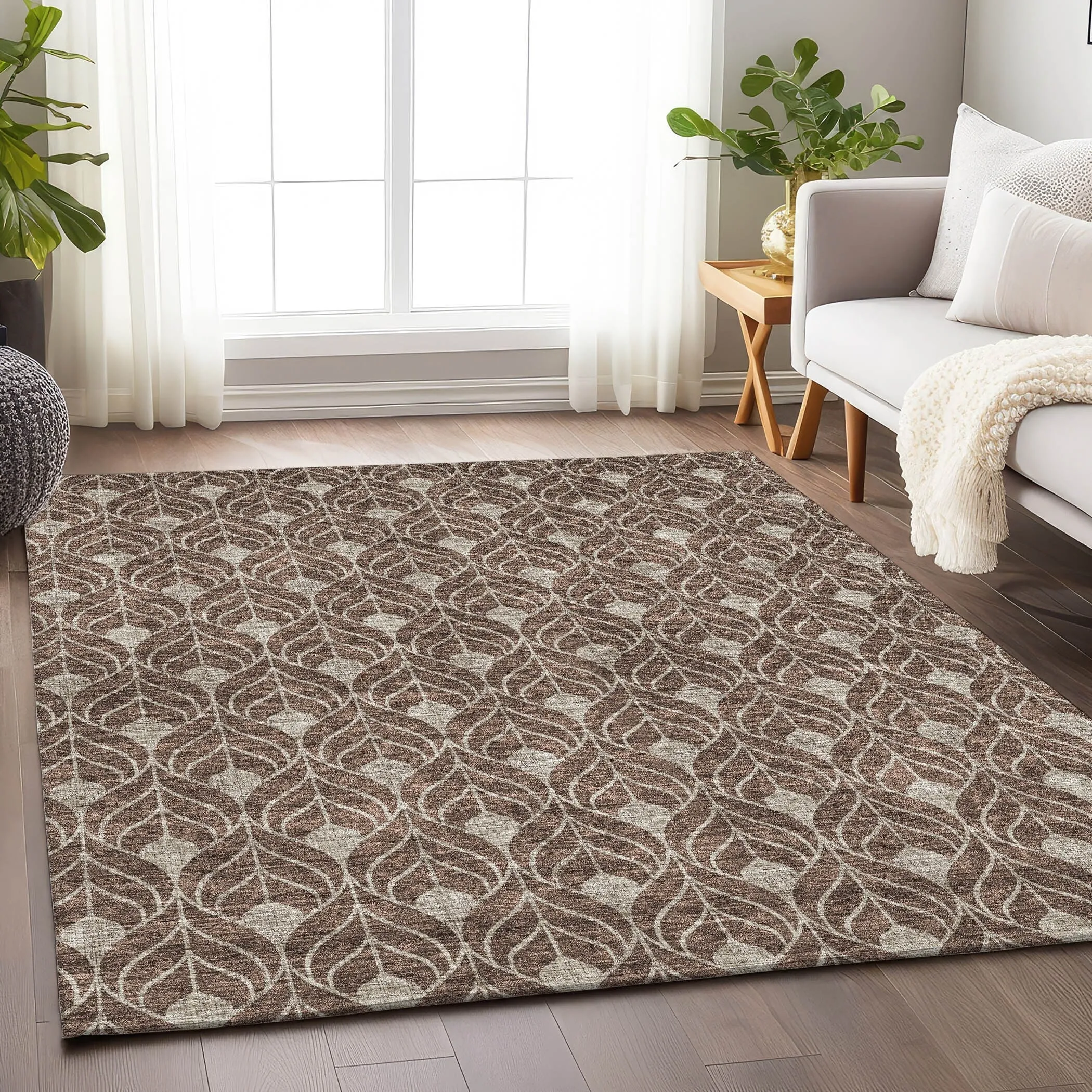 Machine Washable Indoor/ Outdoor Chantille Geo Teardrop Rug