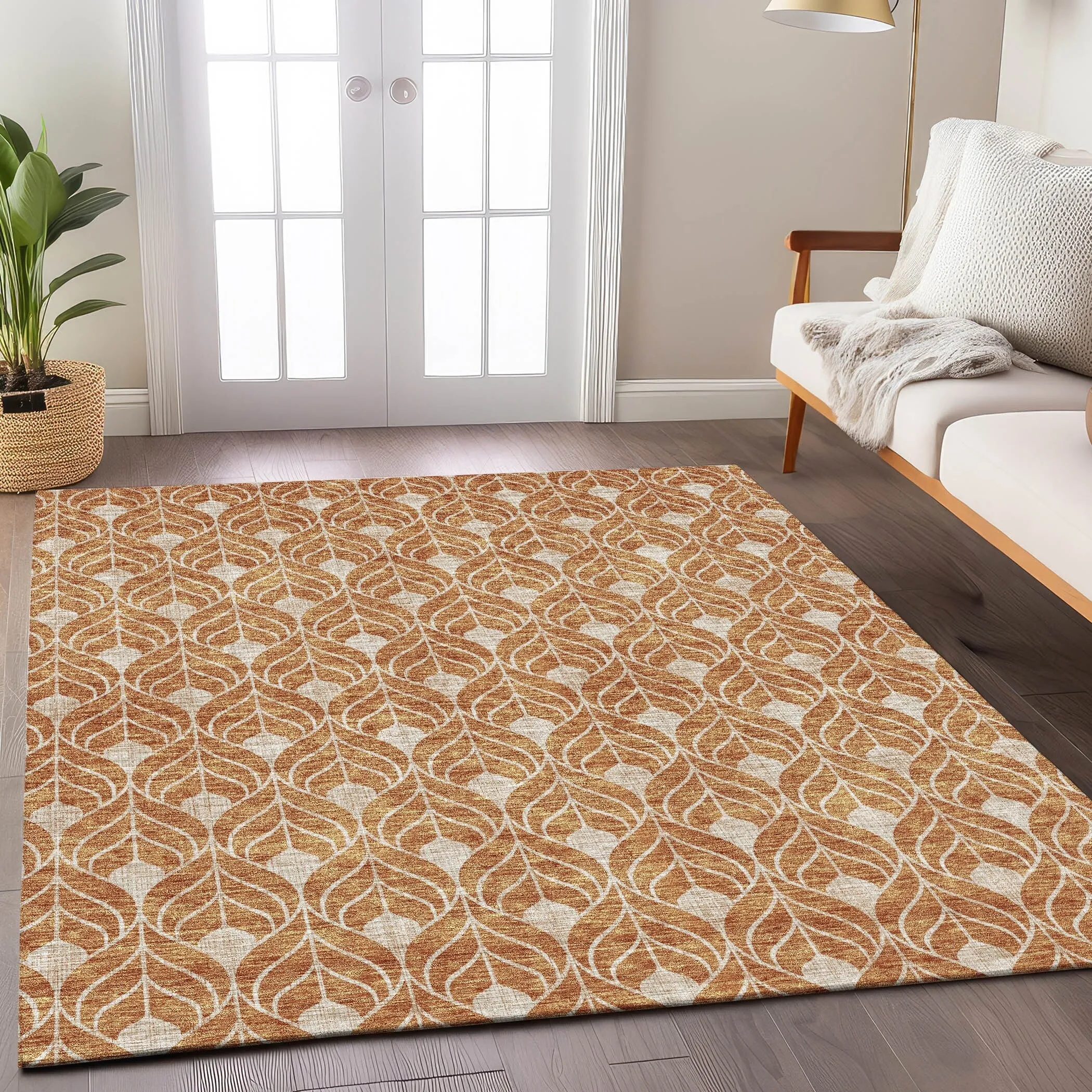 Machine Washable Indoor/ Outdoor Chantille Geo Teardrop Rug