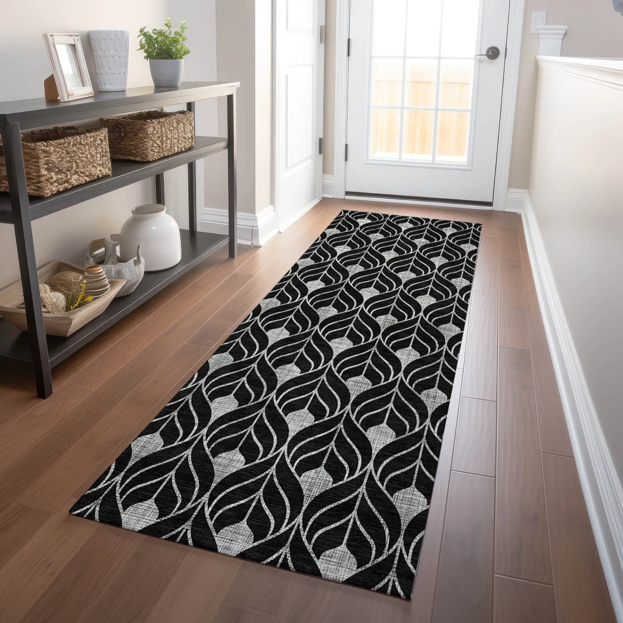 Machine Washable Indoor/ Outdoor Chantille Geo Teardrop Rug