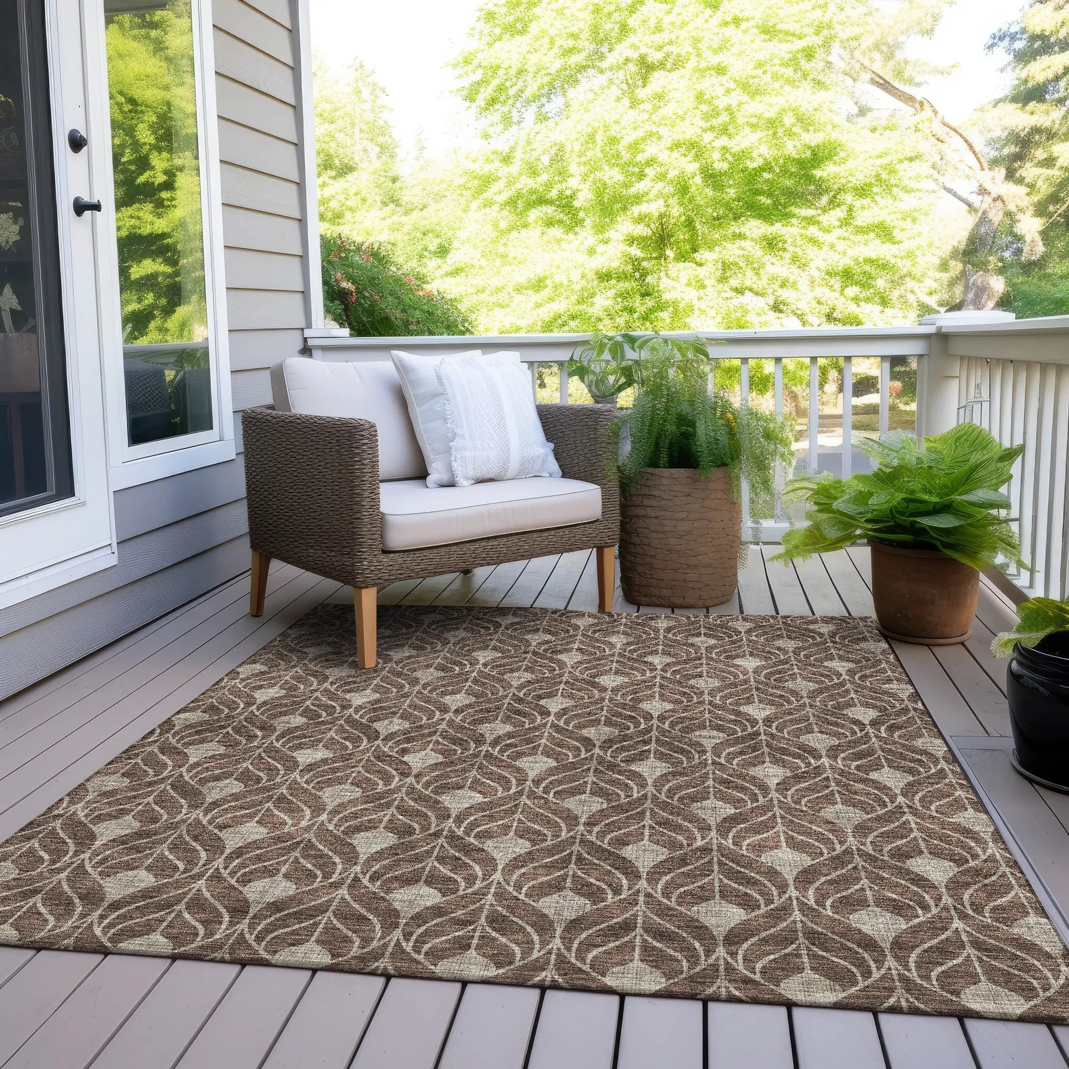 Machine Washable Indoor/ Outdoor Chantille Geo Teardrop Rug