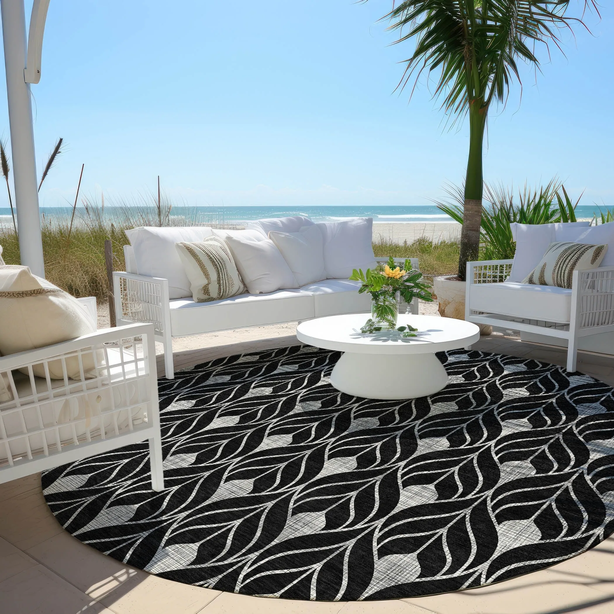 Machine Washable Indoor/ Outdoor Chantille Geo Teardrop Rug