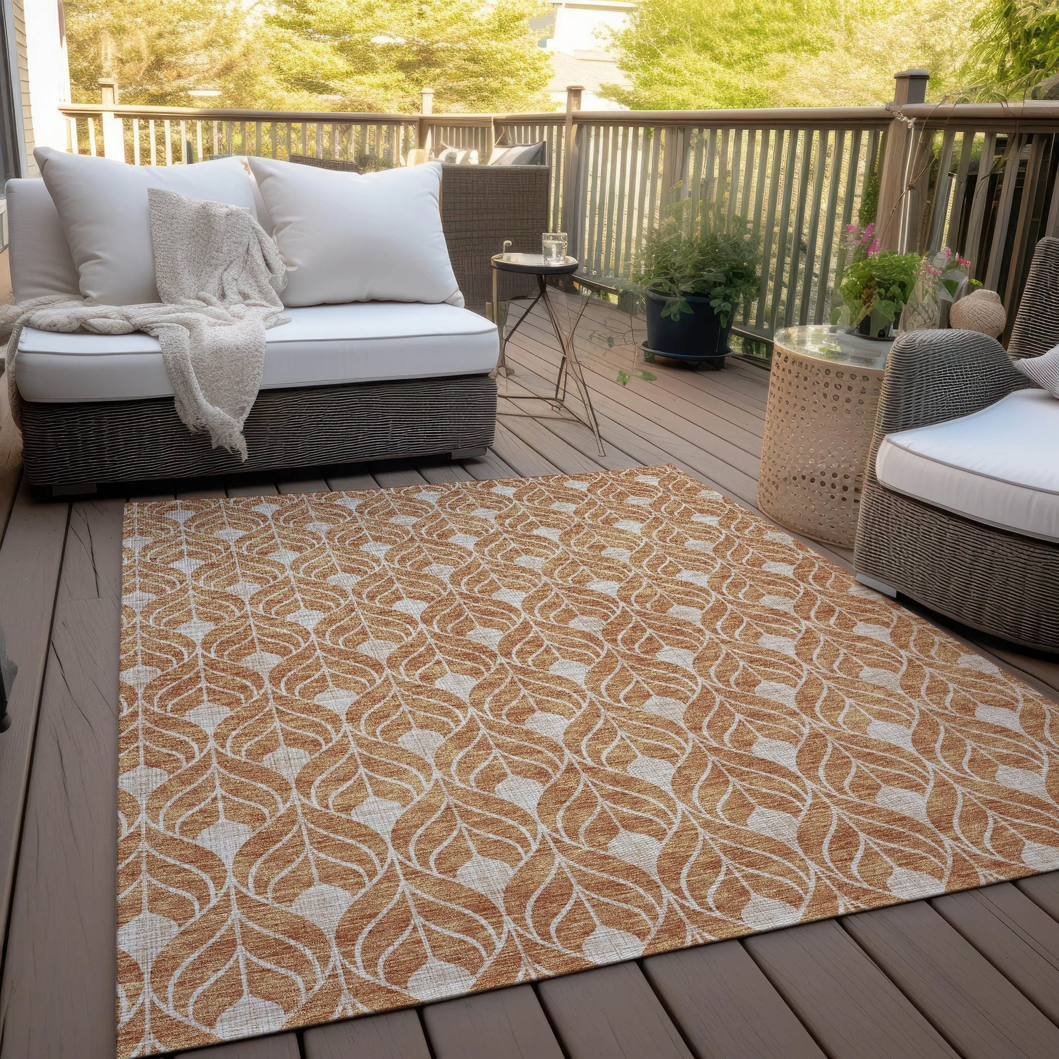Machine Washable Indoor/ Outdoor Chantille Geo Teardrop Rug