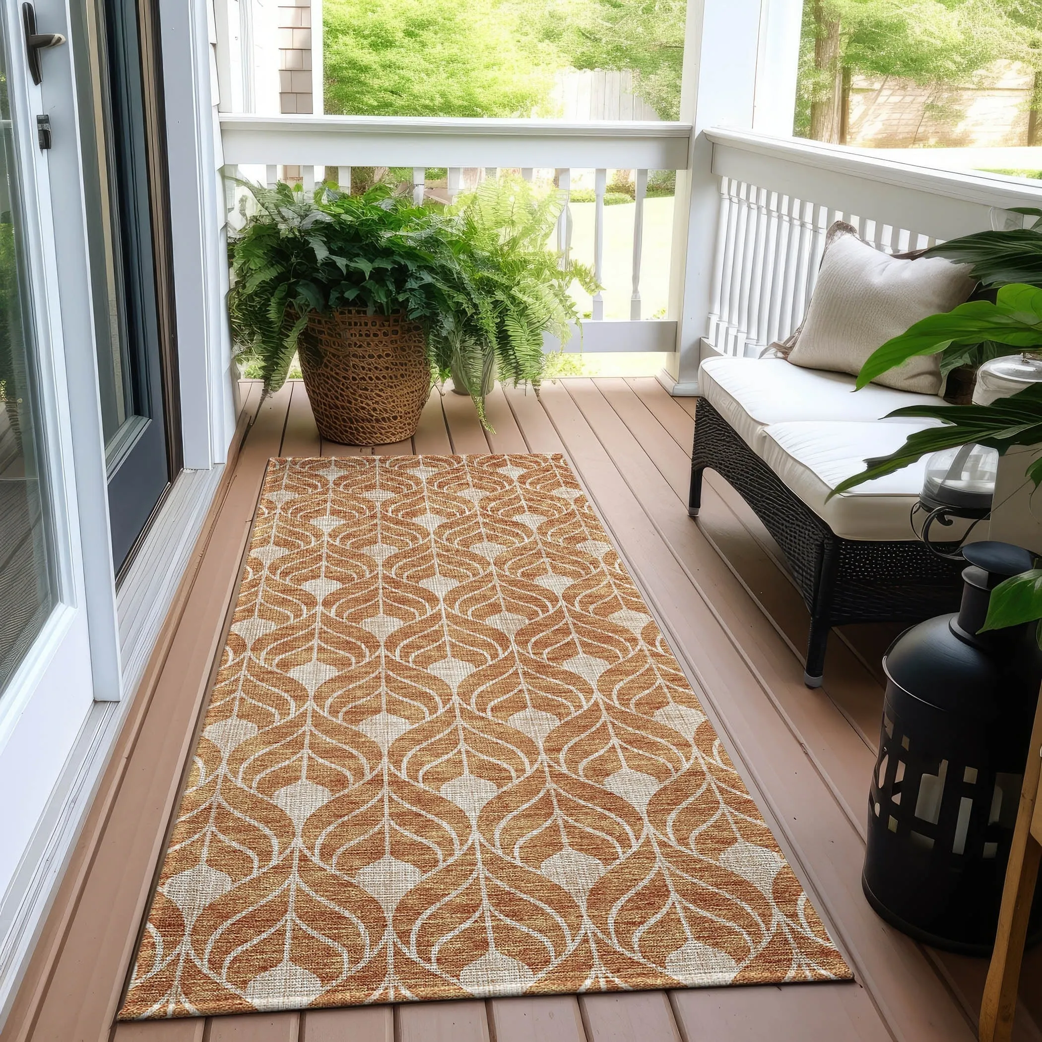 Machine Washable Indoor/ Outdoor Chantille Geo Teardrop Rug