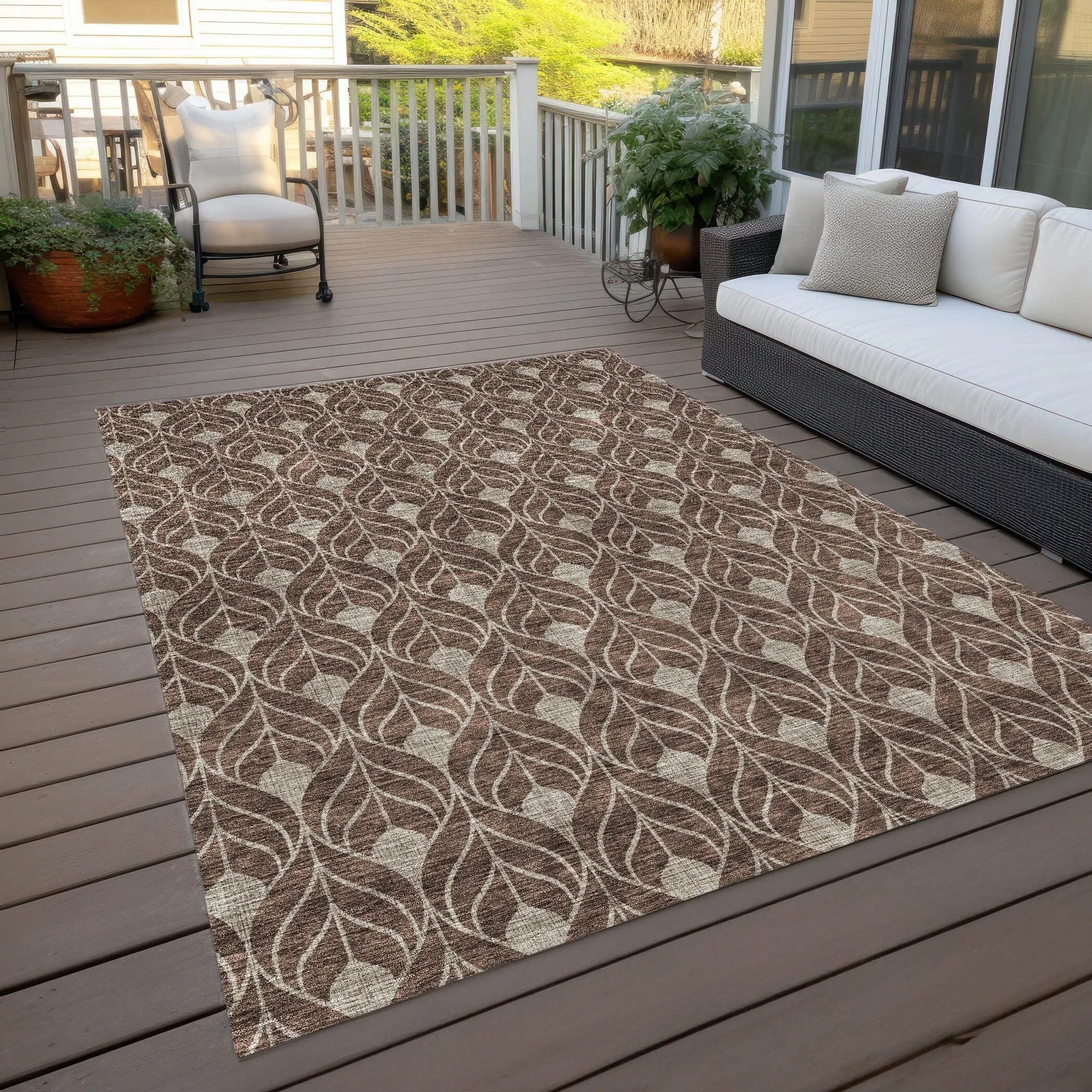 Machine Washable Indoor/ Outdoor Chantille Geo Teardrop Rug