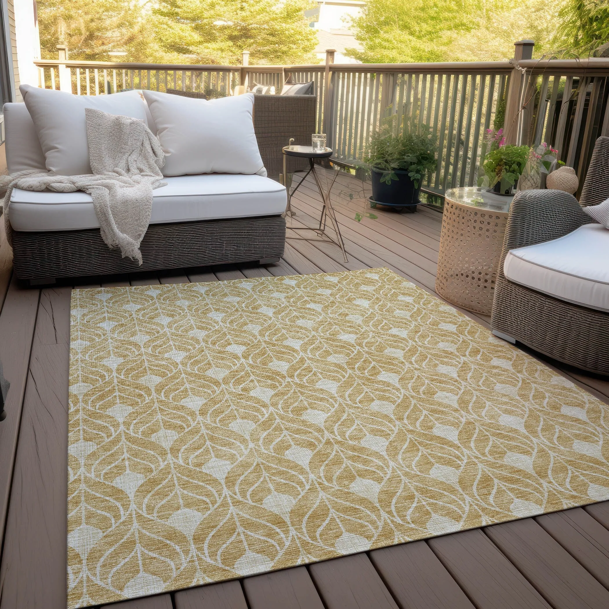 Machine Washable Indoor/ Outdoor Chantille Geo Teardrop Rug