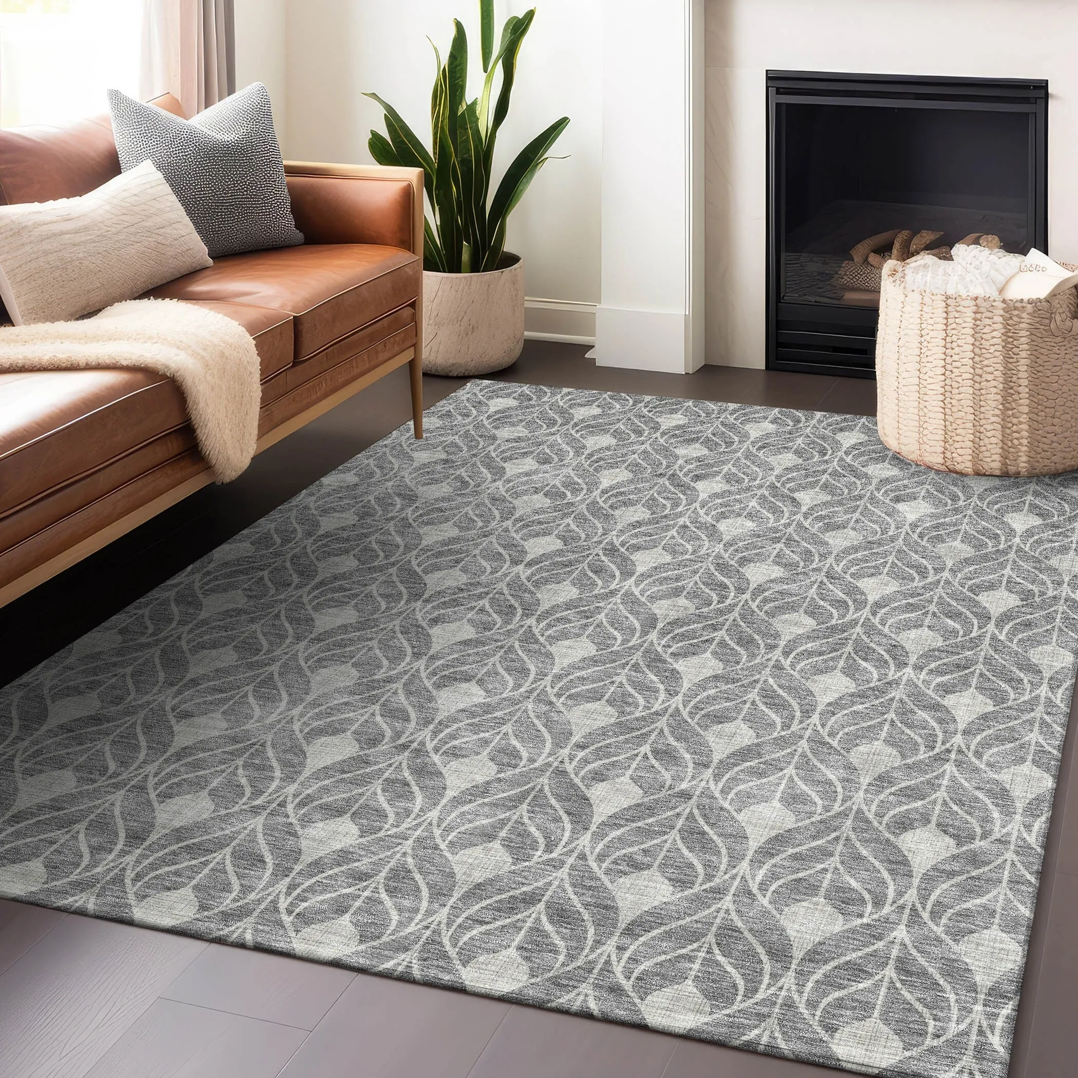 Machine Washable Indoor/ Outdoor Chantille Geo Teardrop Rug