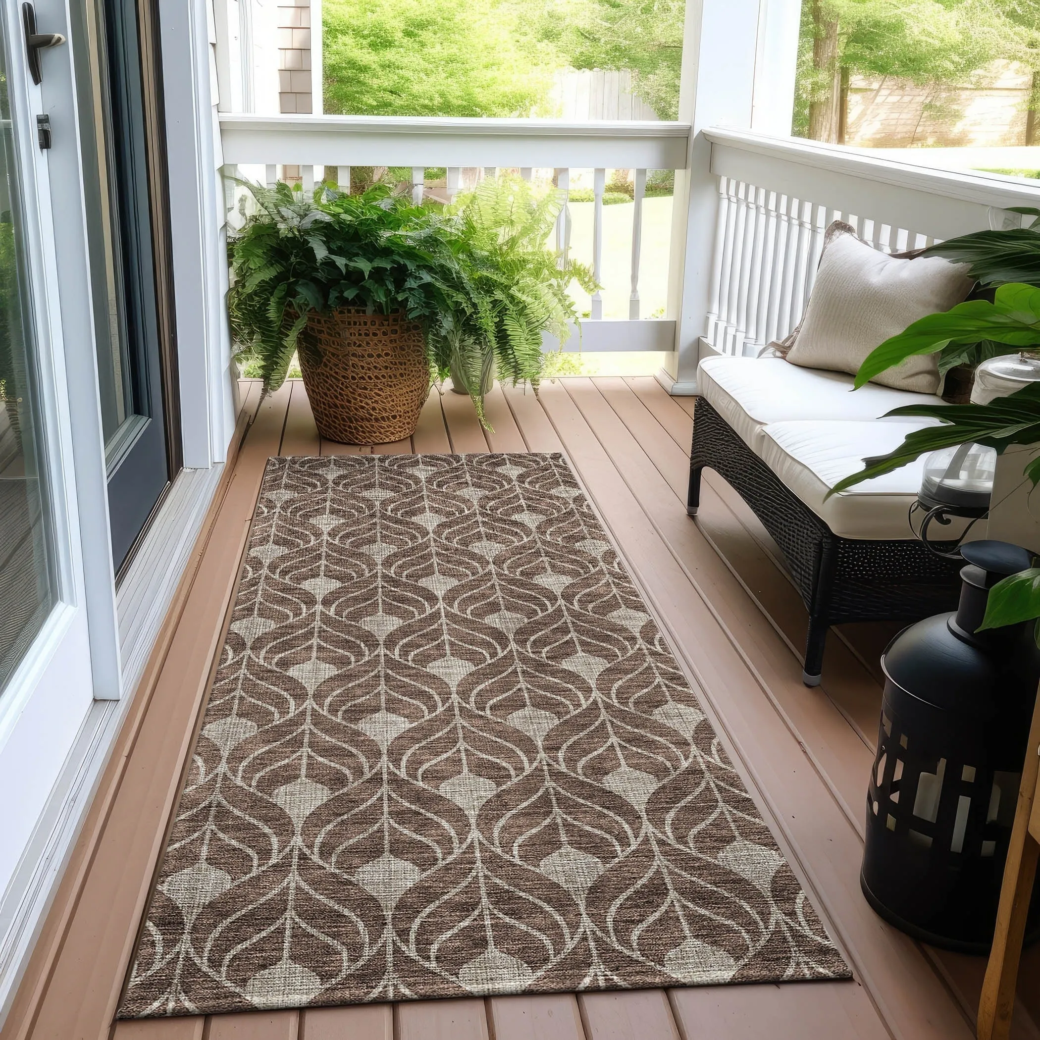 Machine Washable Indoor/ Outdoor Chantille Geo Teardrop Rug