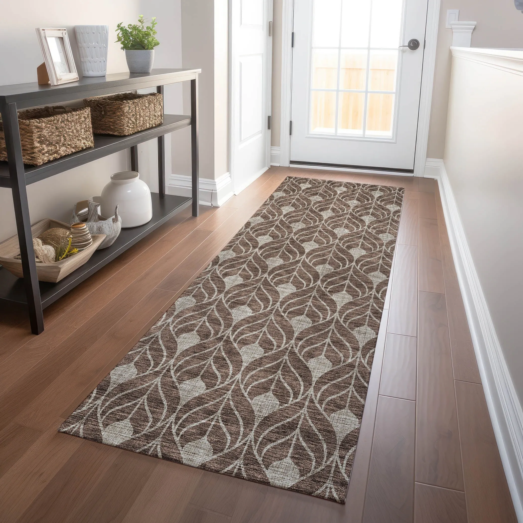 Machine Washable Indoor/ Outdoor Chantille Geo Teardrop Rug