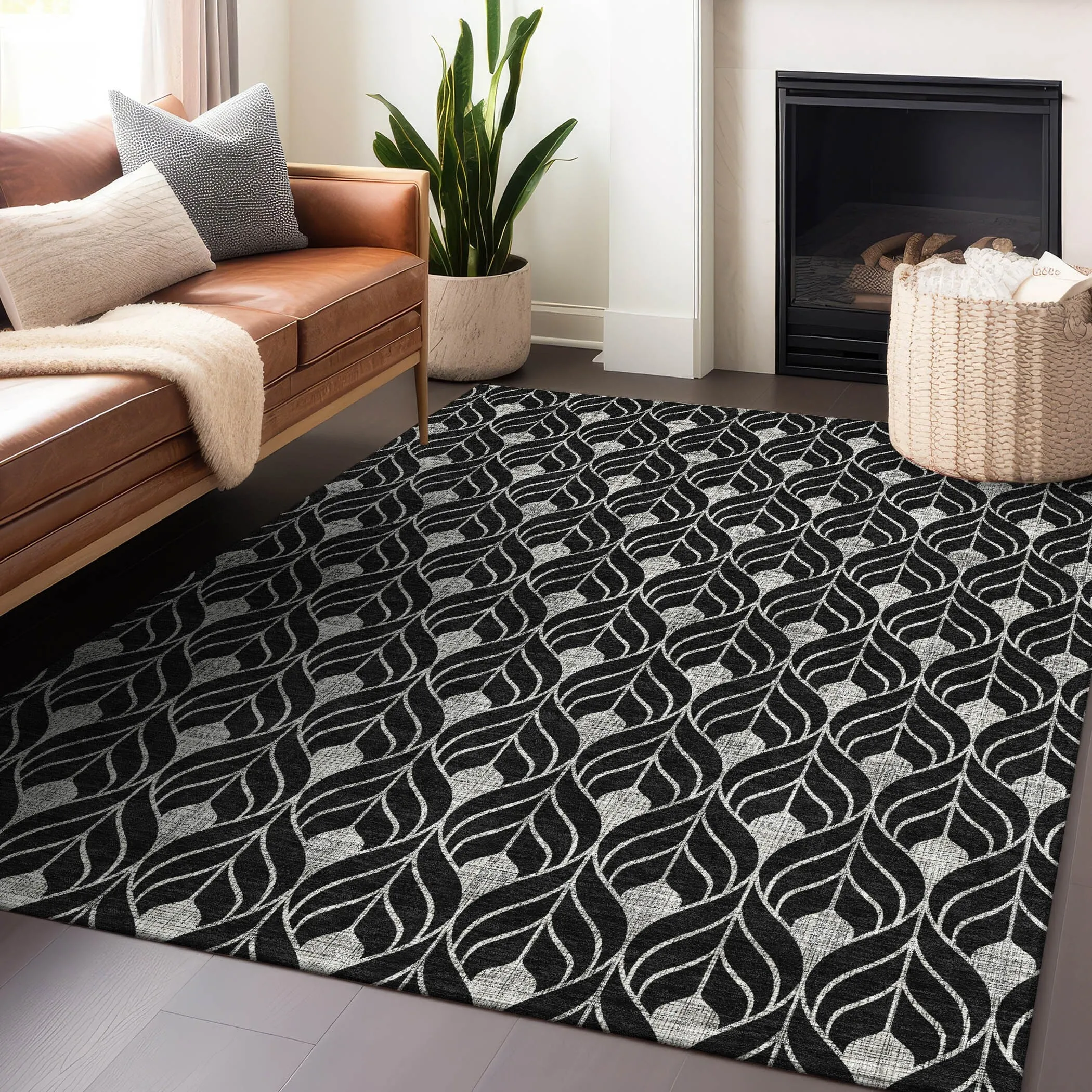 Machine Washable Indoor/ Outdoor Chantille Geo Teardrop Rug