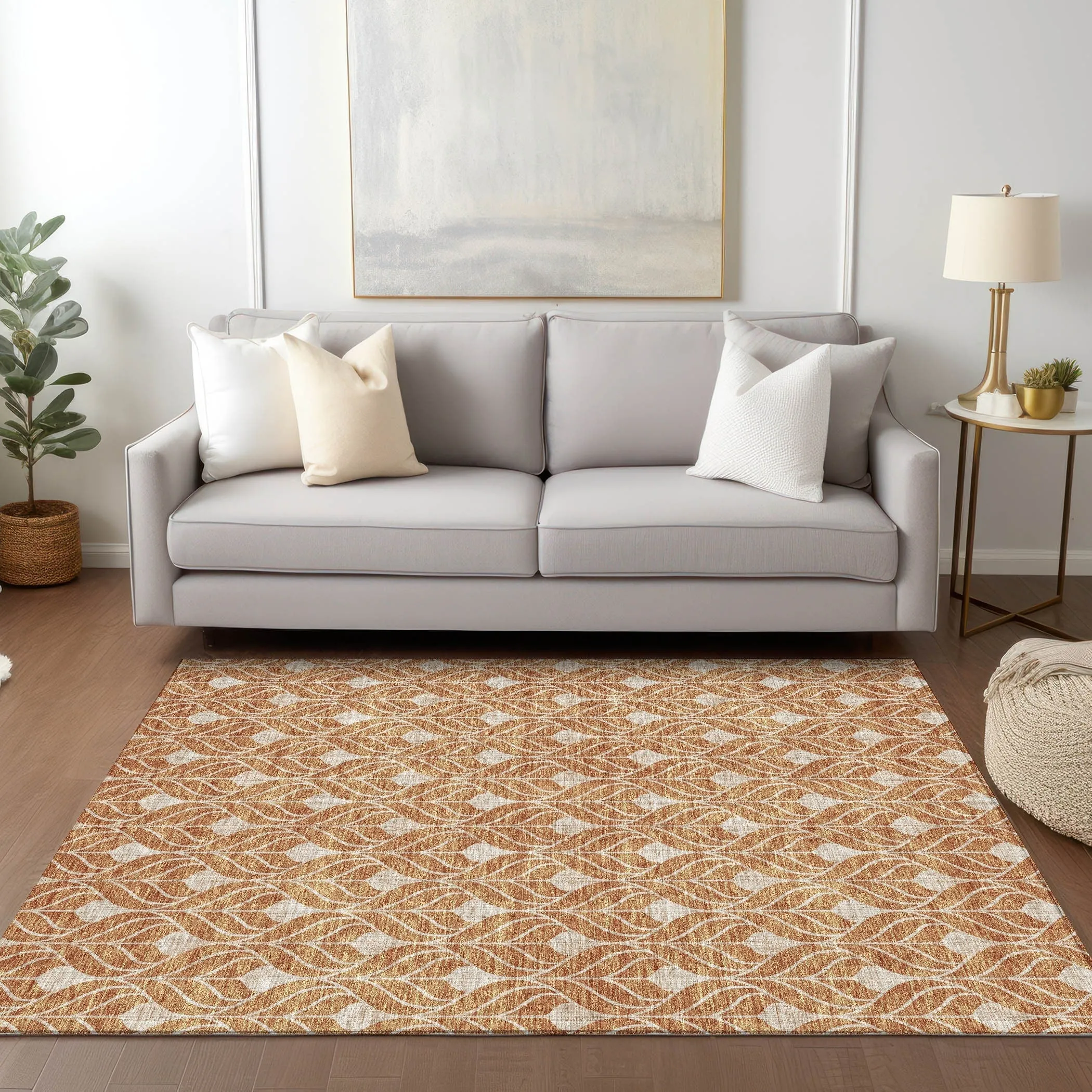 Machine Washable Indoor/ Outdoor Chantille Geo Teardrop Rug