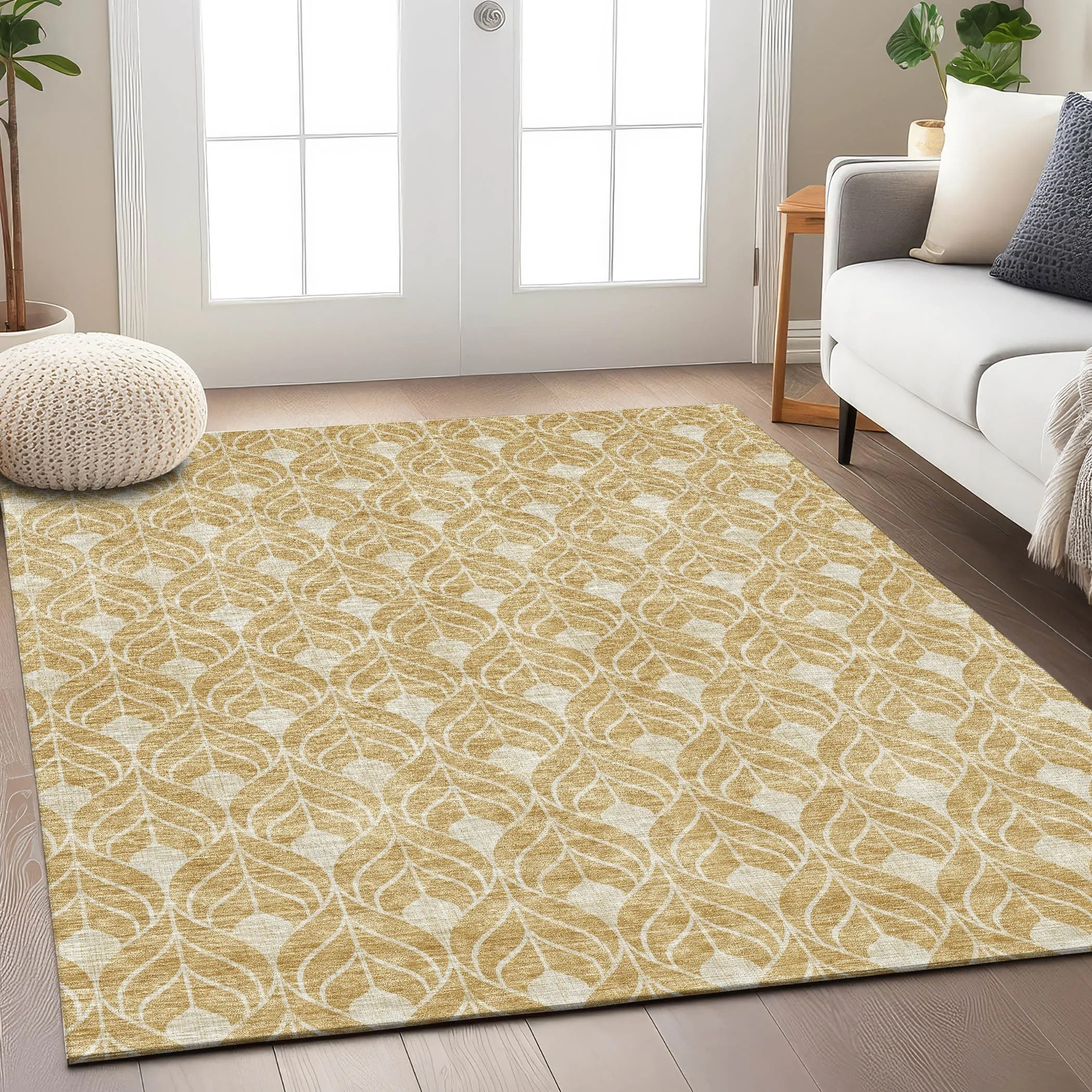 Machine Washable Indoor/ Outdoor Chantille Geo Teardrop Rug