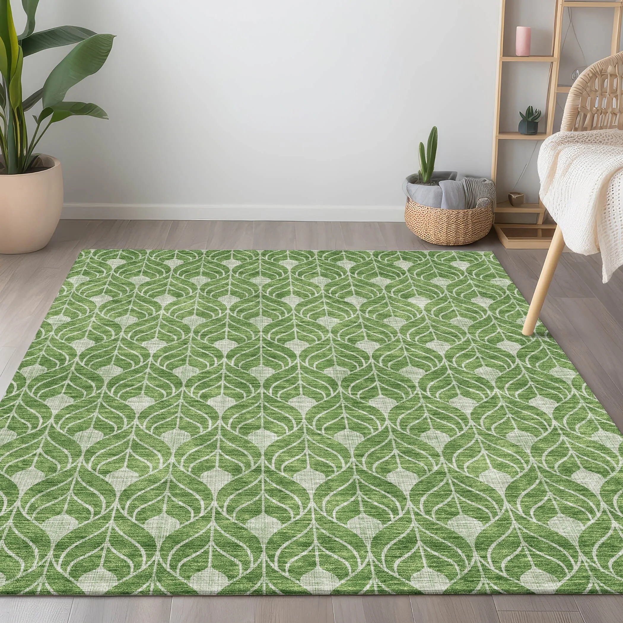 Machine Washable Indoor/ Outdoor Chantille Geo Teardrop Rug