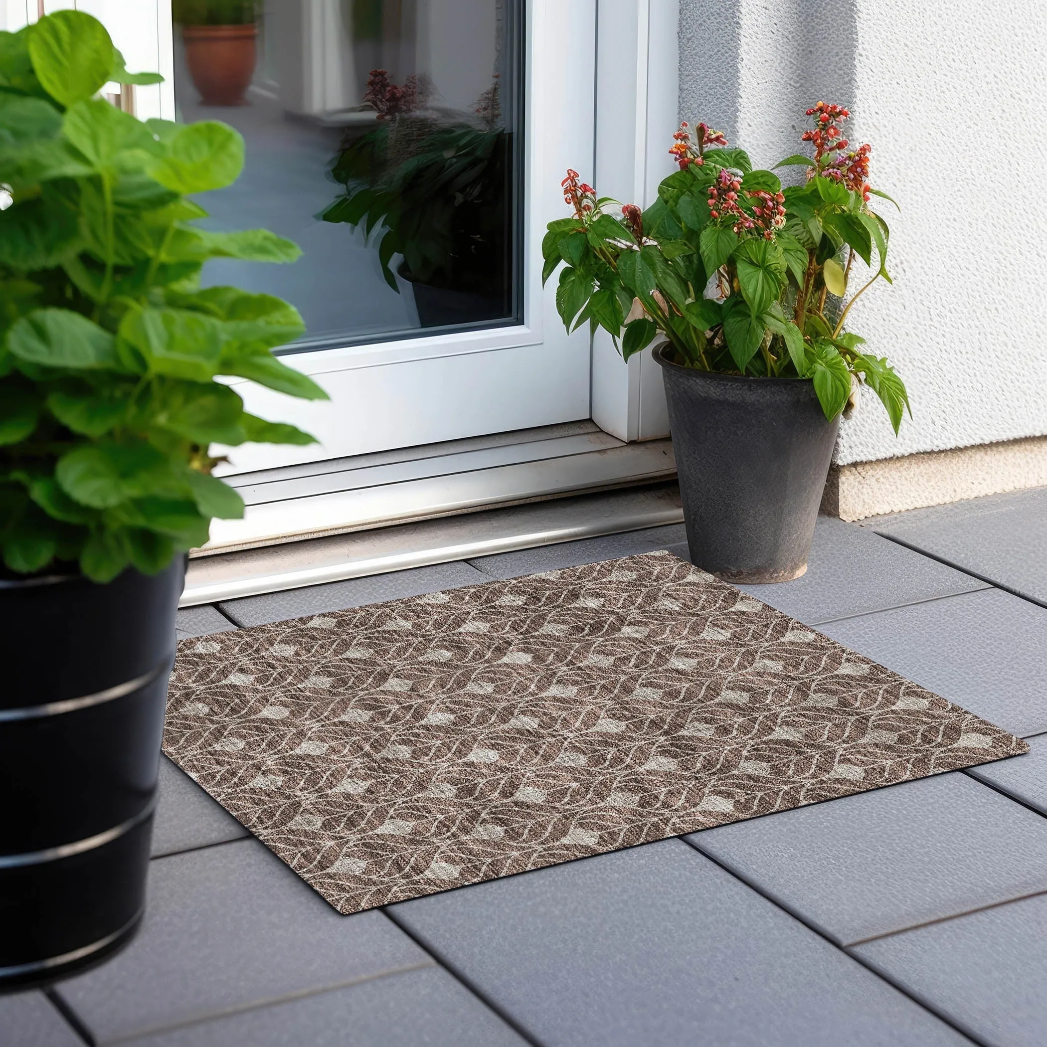 Machine Washable Indoor/ Outdoor Chantille Geo Teardrop Rug