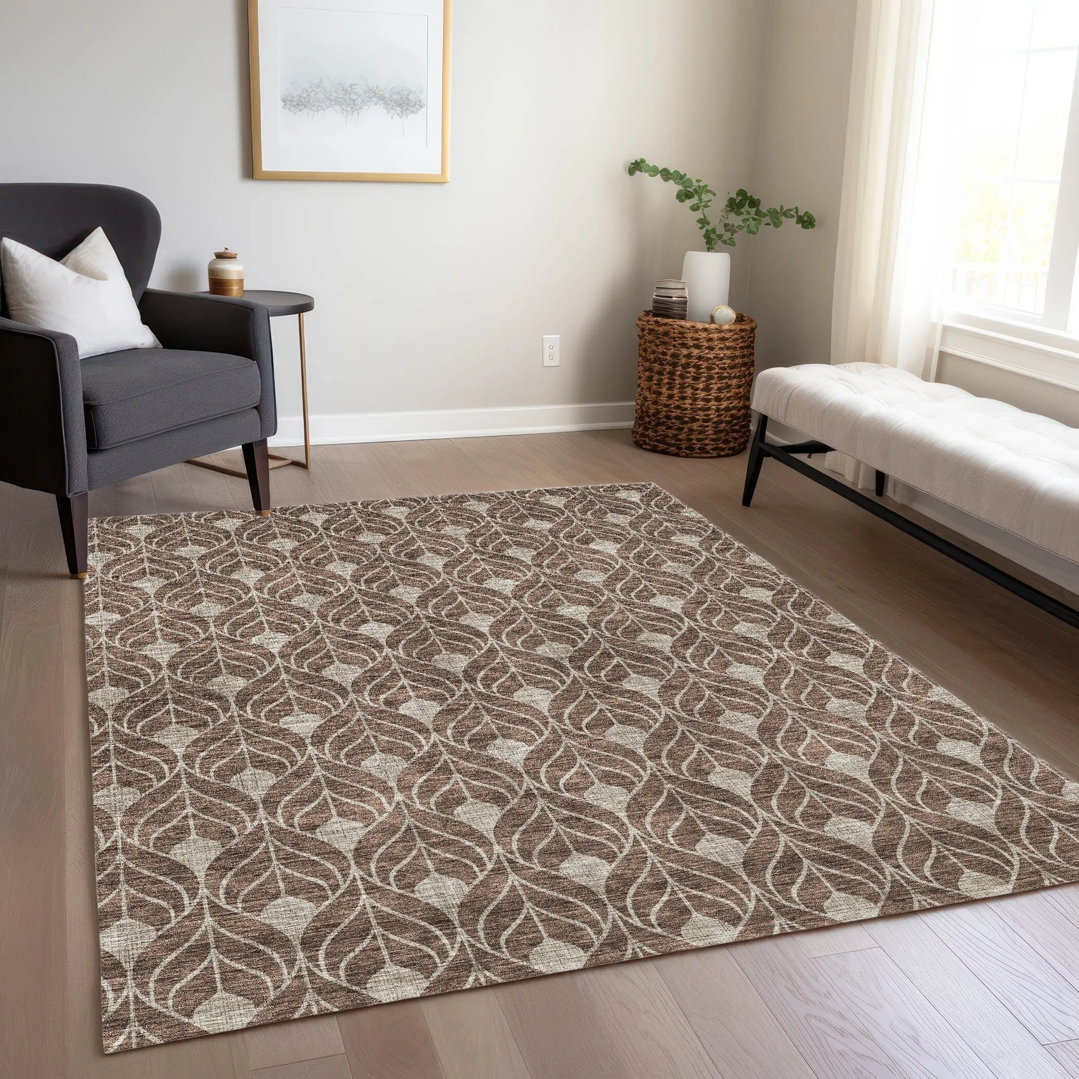Machine Washable Indoor/ Outdoor Chantille Geo Teardrop Rug