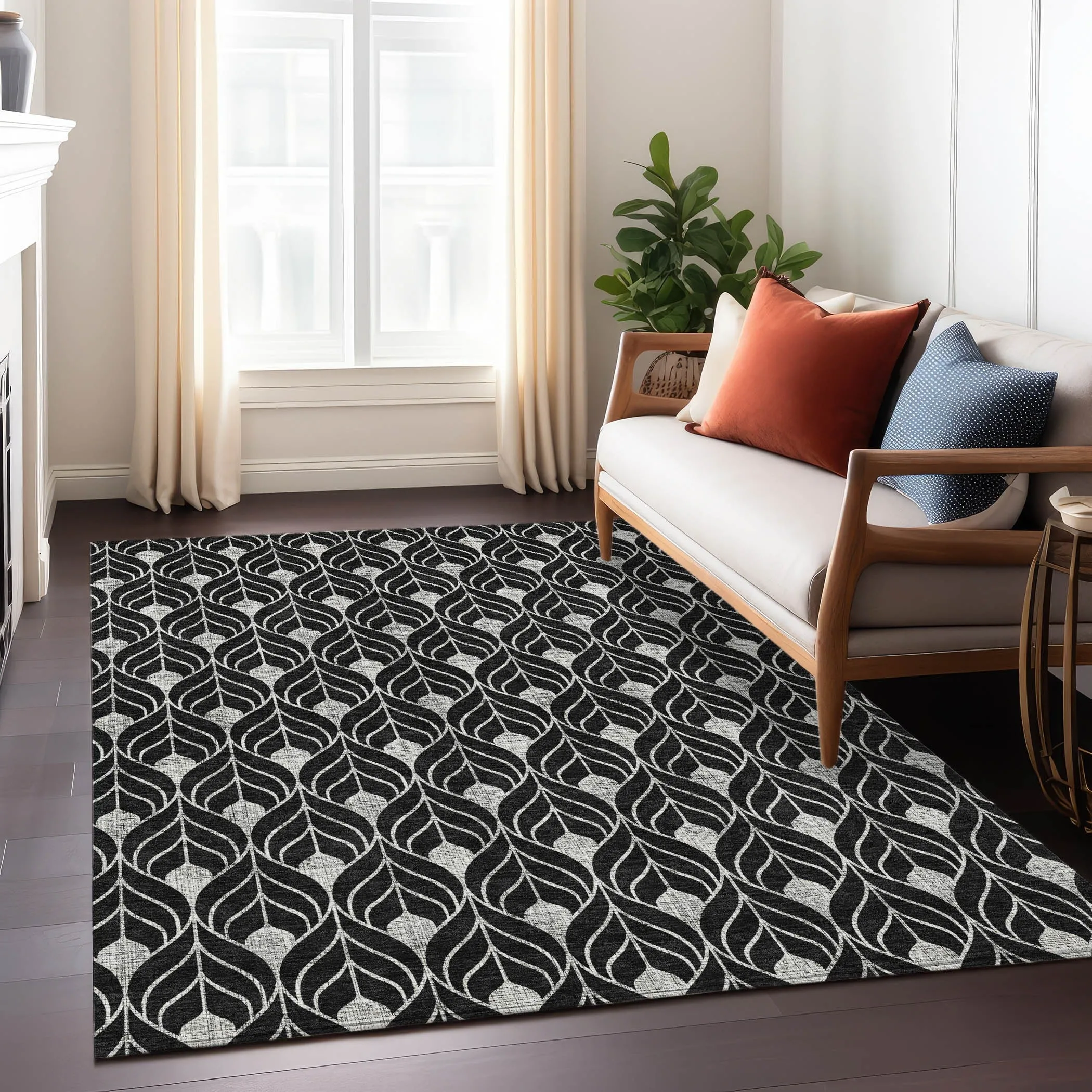 Machine Washable Indoor/ Outdoor Chantille Geo Teardrop Rug