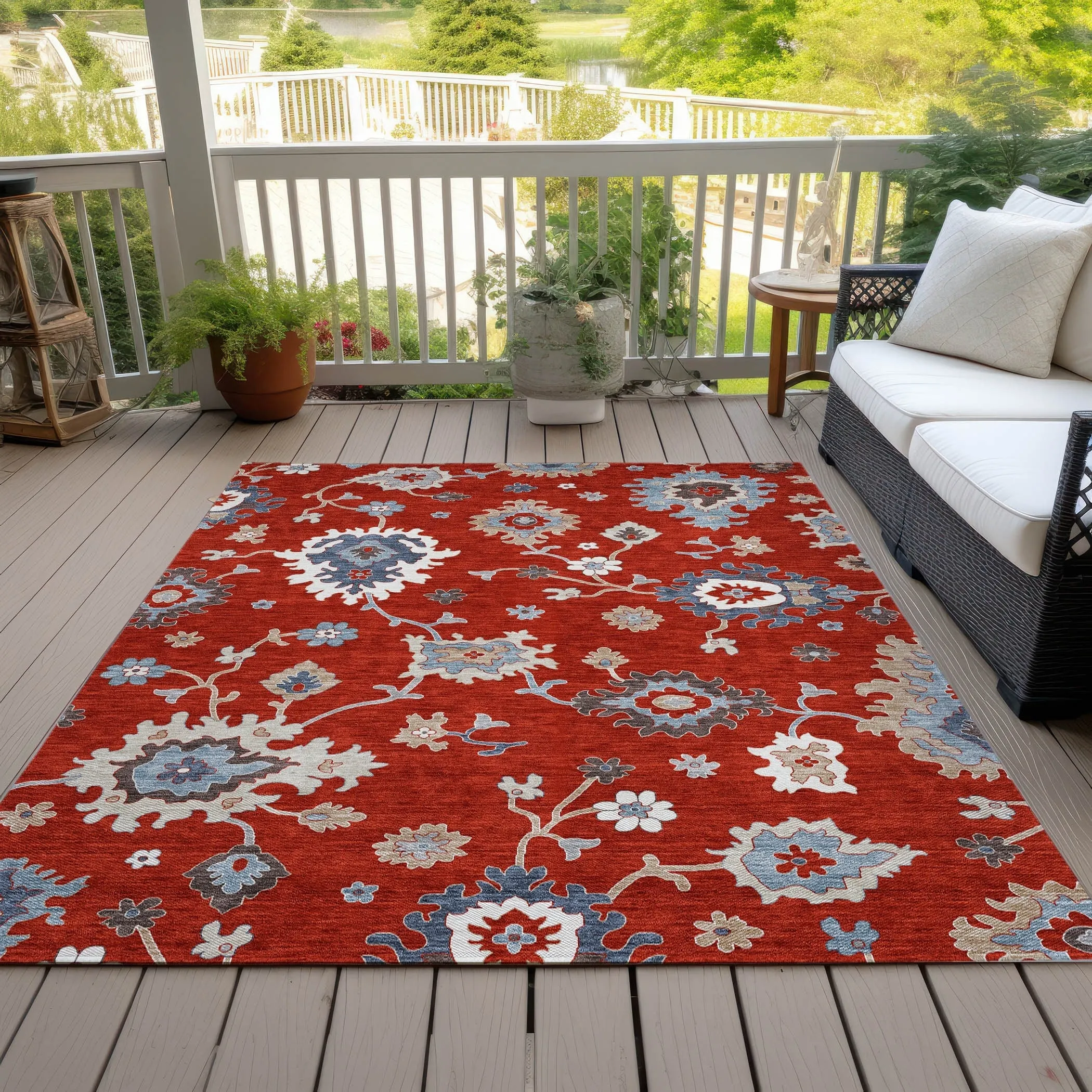 Machine Washable Indoor/ Outdoor Chantille Kashan Traditonal Rug