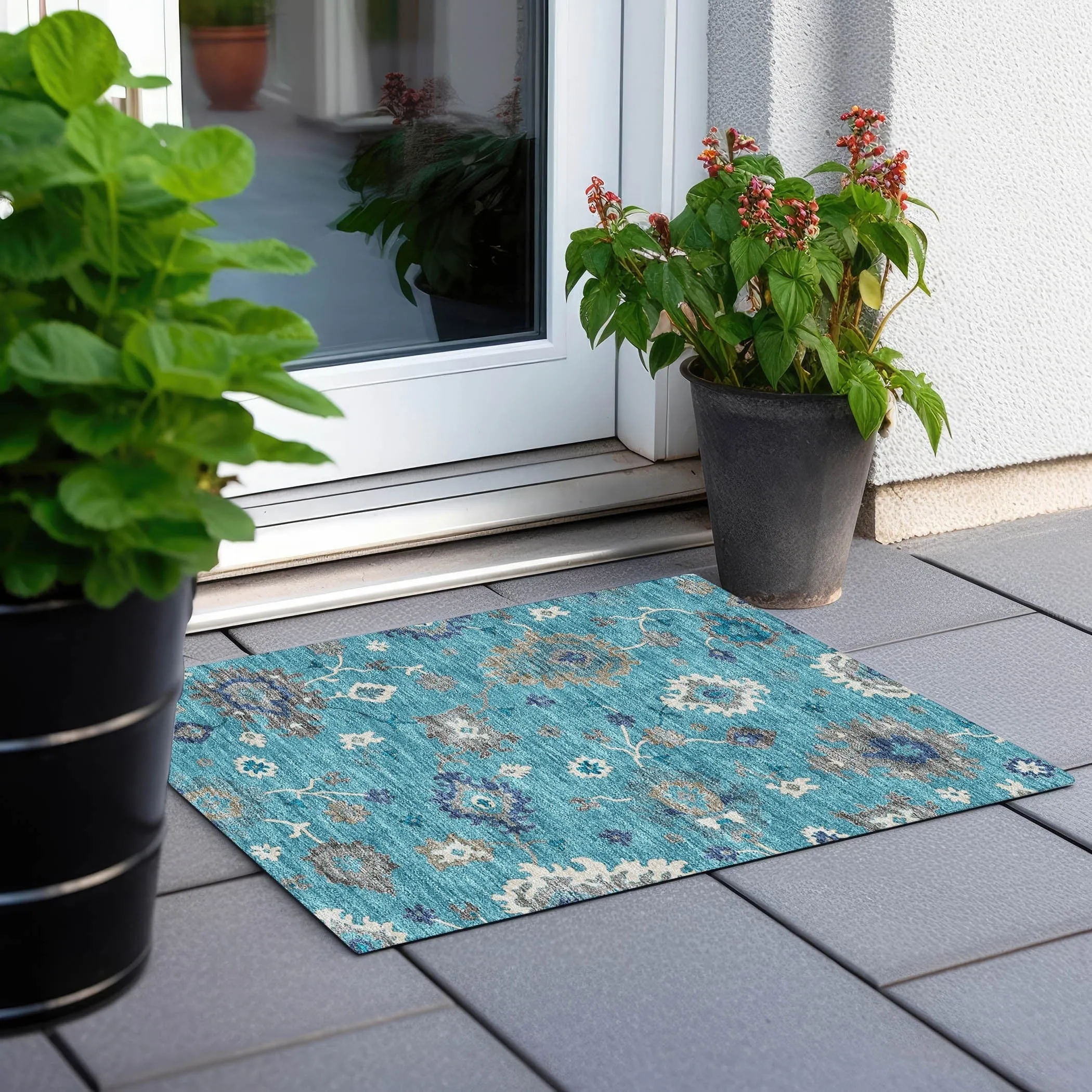 Machine Washable Indoor/ Outdoor Chantille Kashan Traditonal Rug