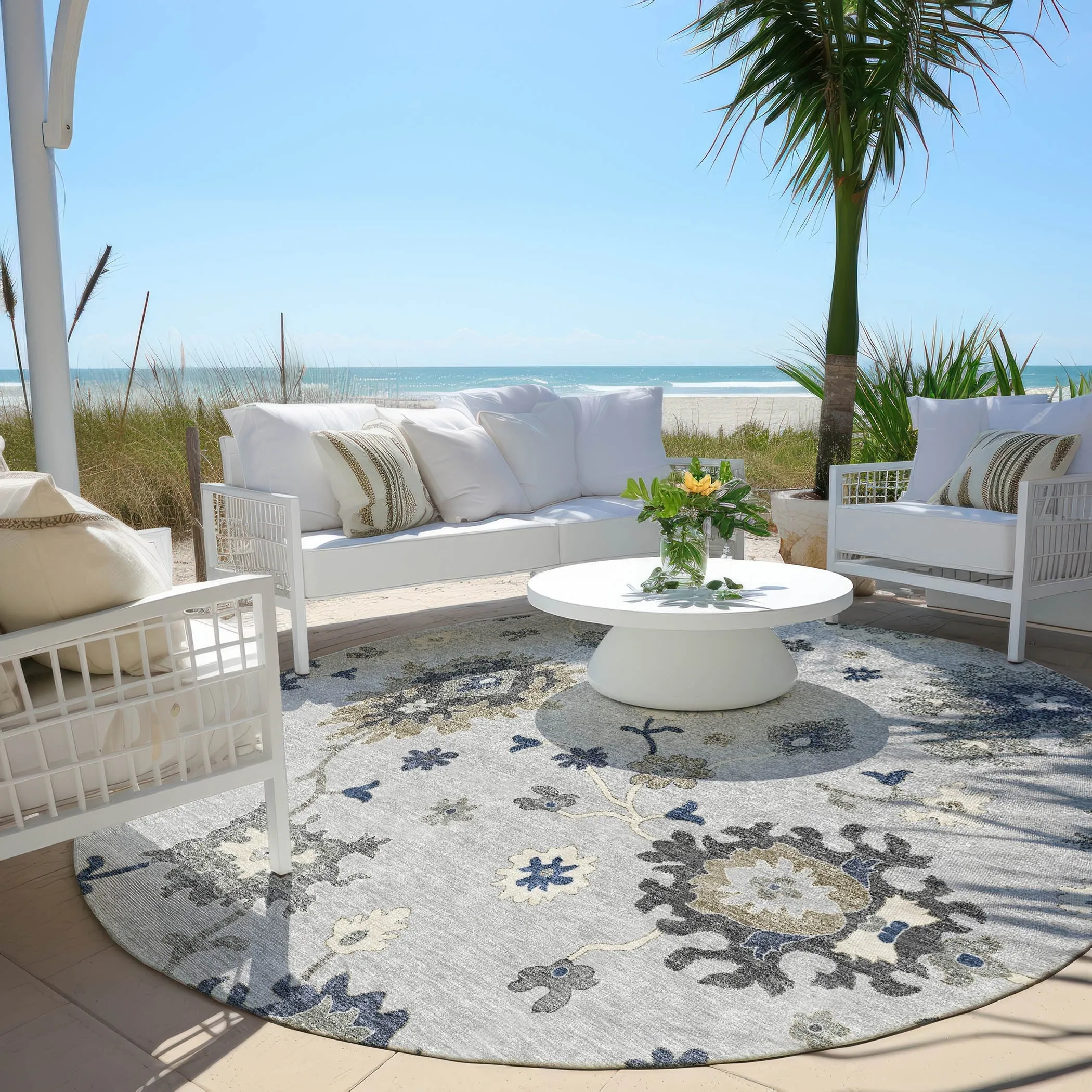 Machine Washable Indoor/ Outdoor Chantille Kashan Traditonal Rug