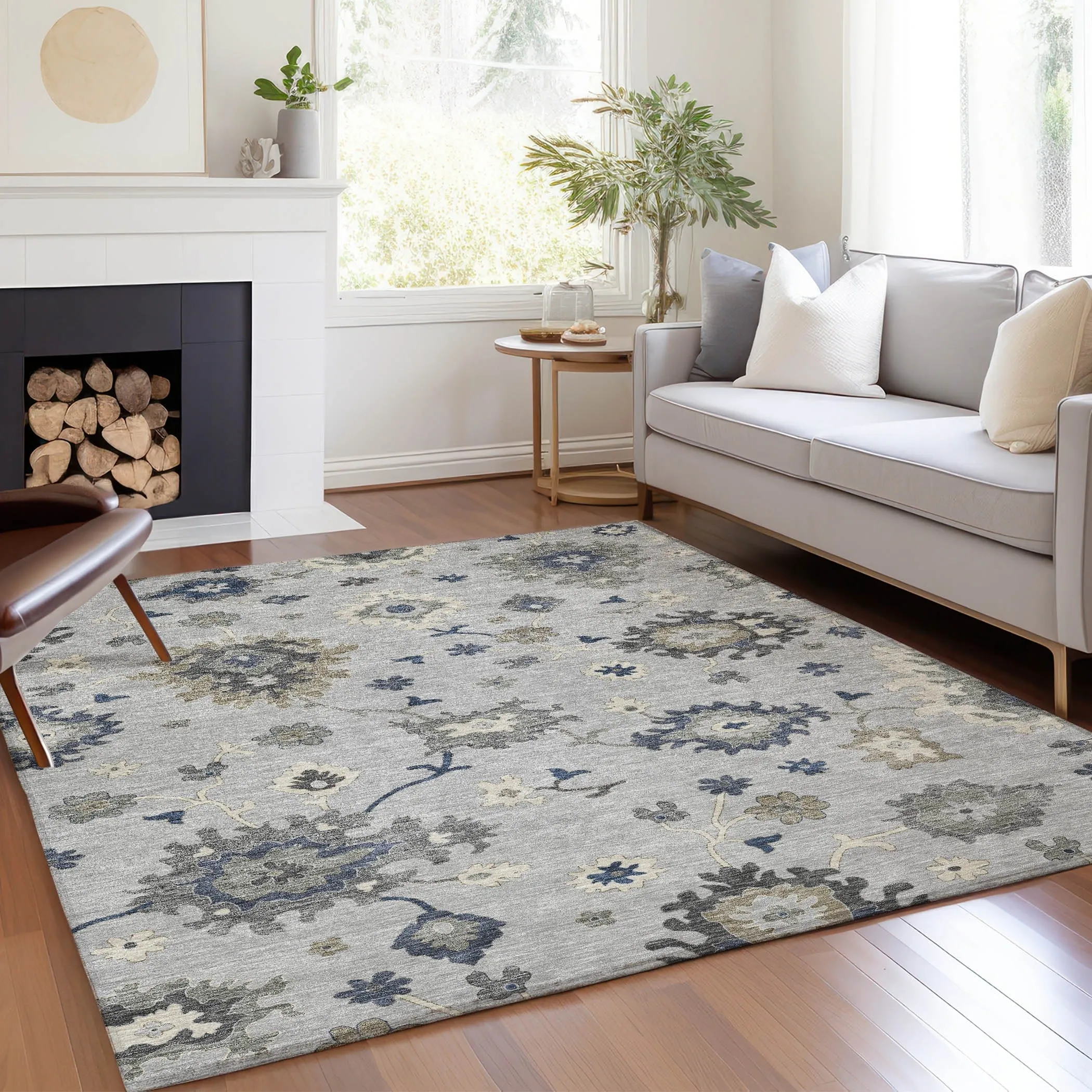 Machine Washable Indoor/ Outdoor Chantille Kashan Traditonal Rug