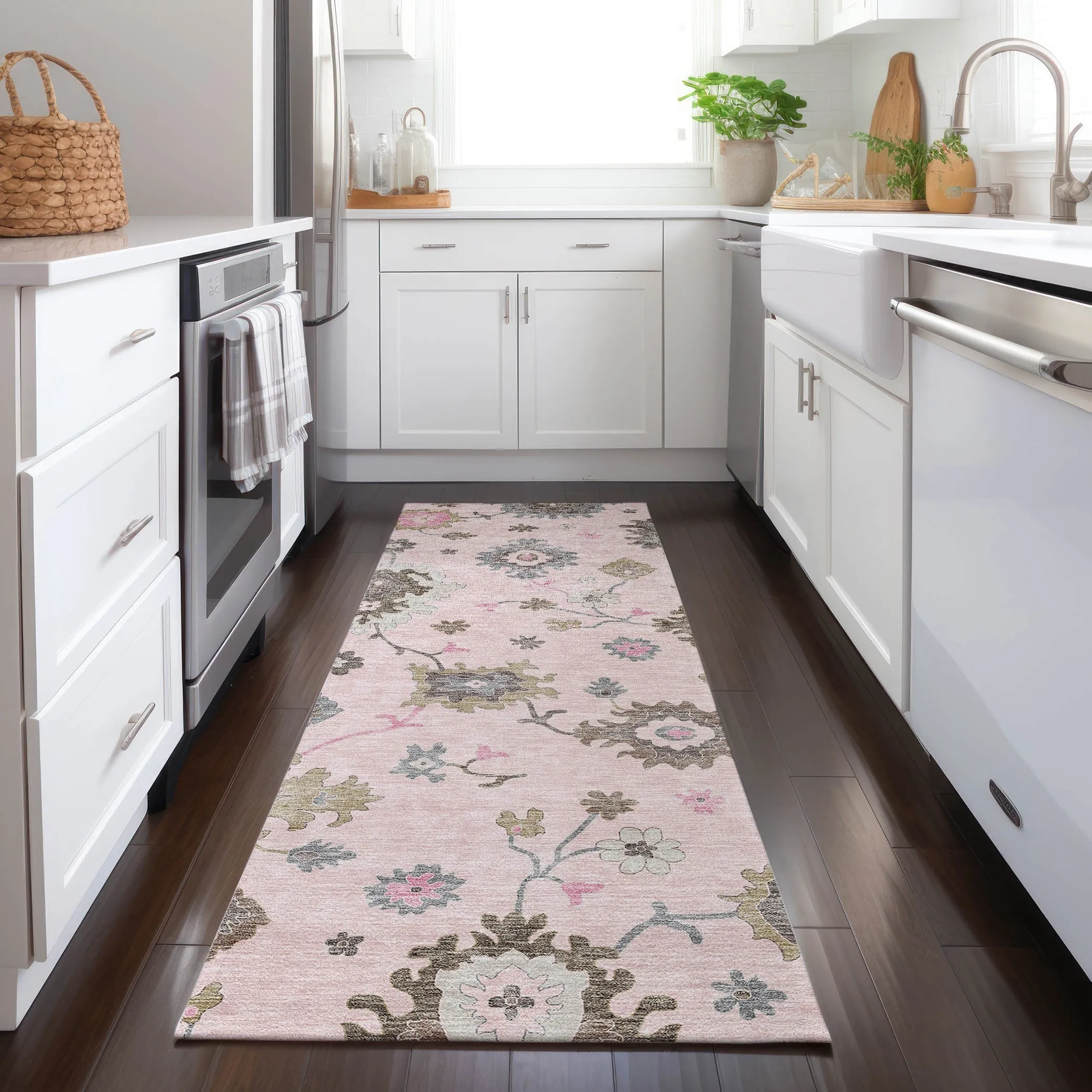 Machine Washable Indoor/ Outdoor Chantille Kashan Traditonal Rug