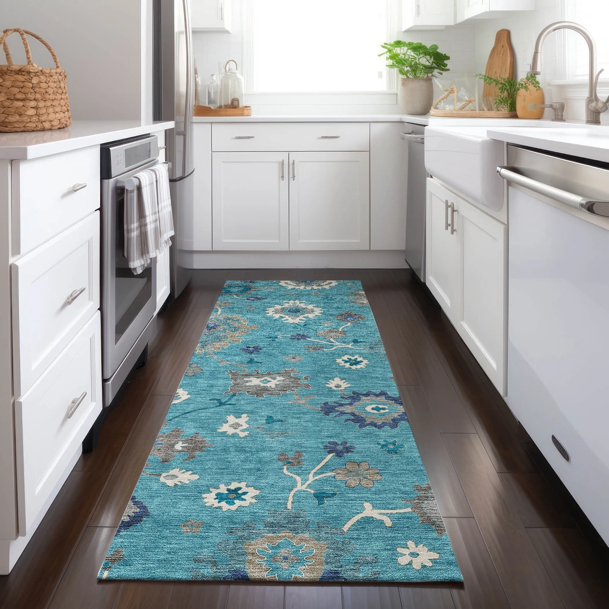 Machine Washable Indoor/ Outdoor Chantille Kashan Traditonal Rug