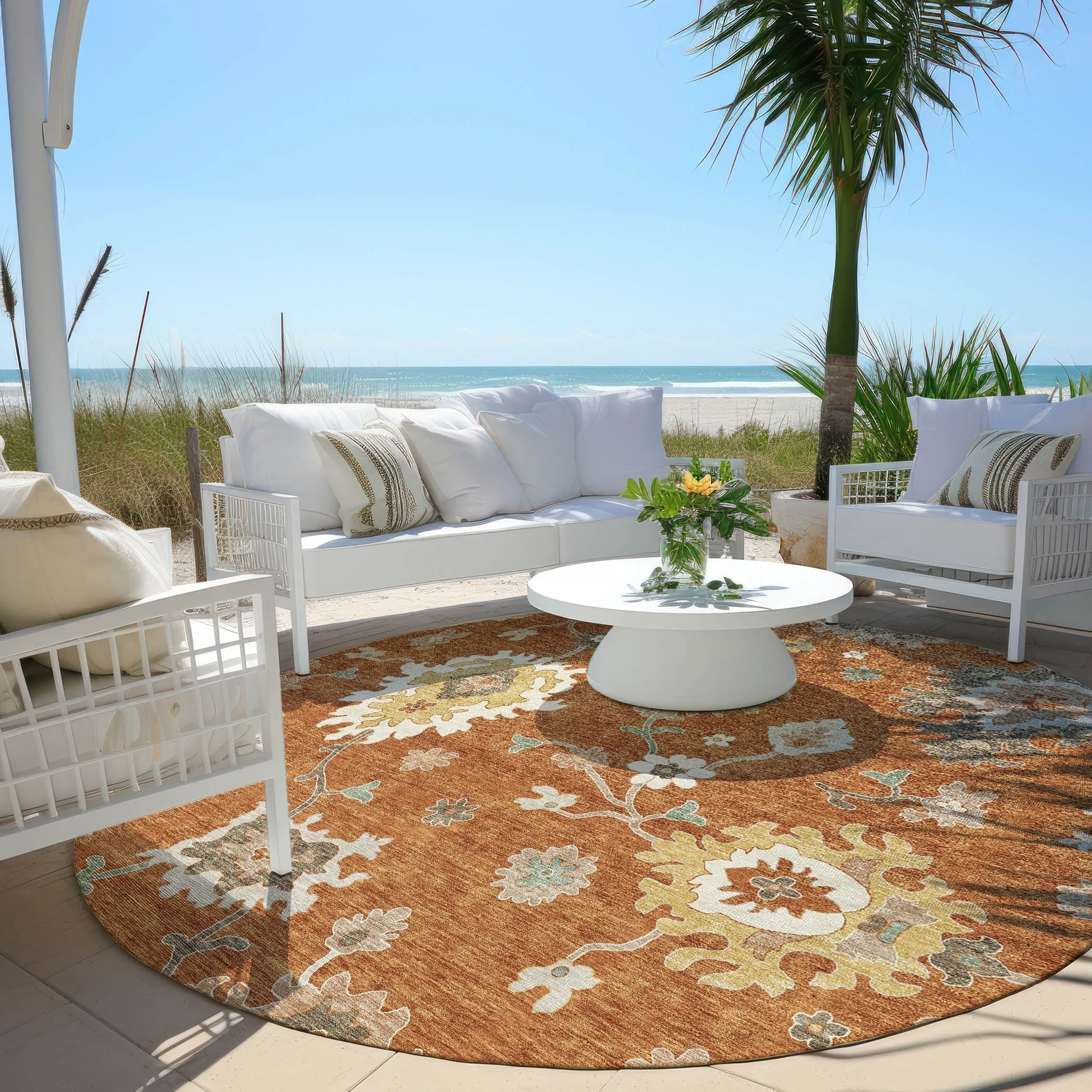 Machine Washable Indoor/ Outdoor Chantille Kashan Traditonal Rug