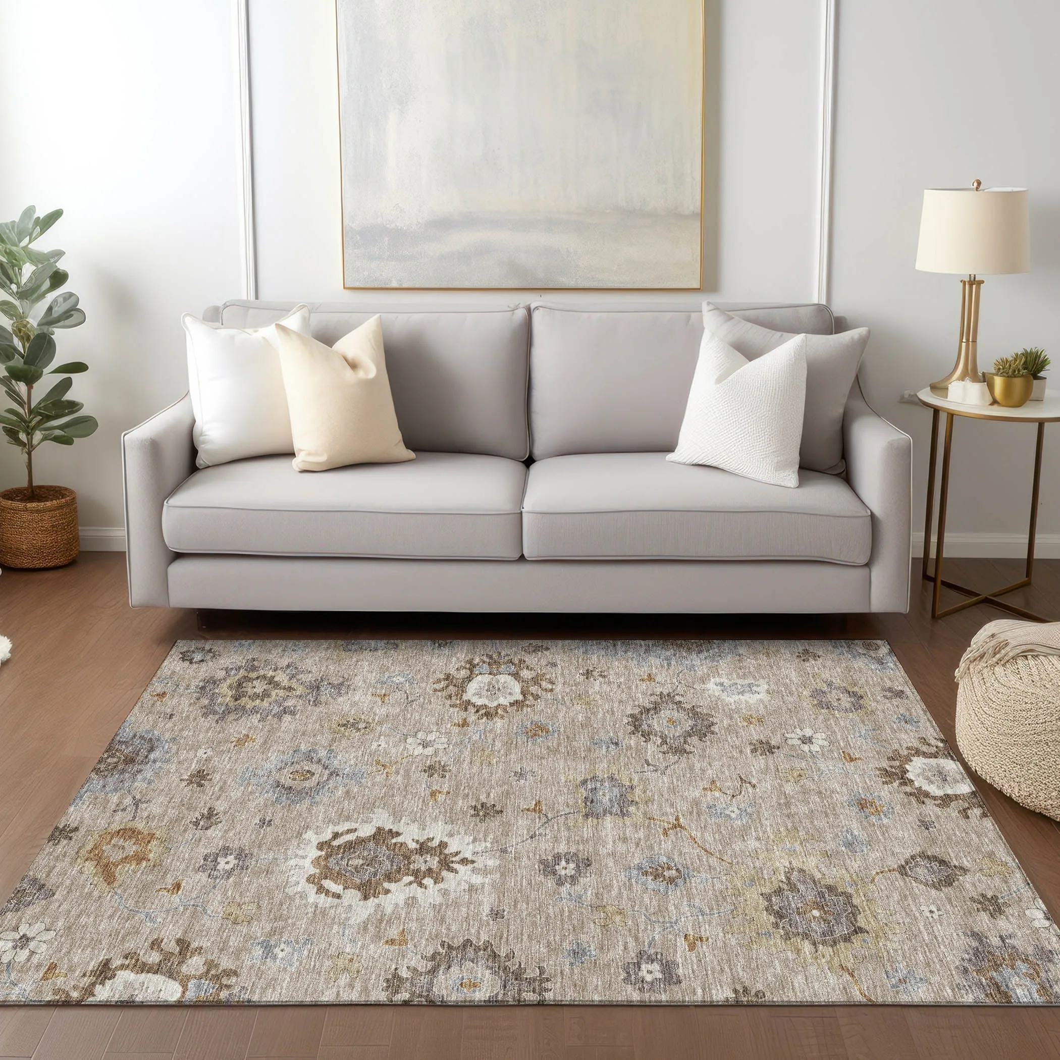 Machine Washable Indoor/ Outdoor Chantille Kashan Traditonal Rug