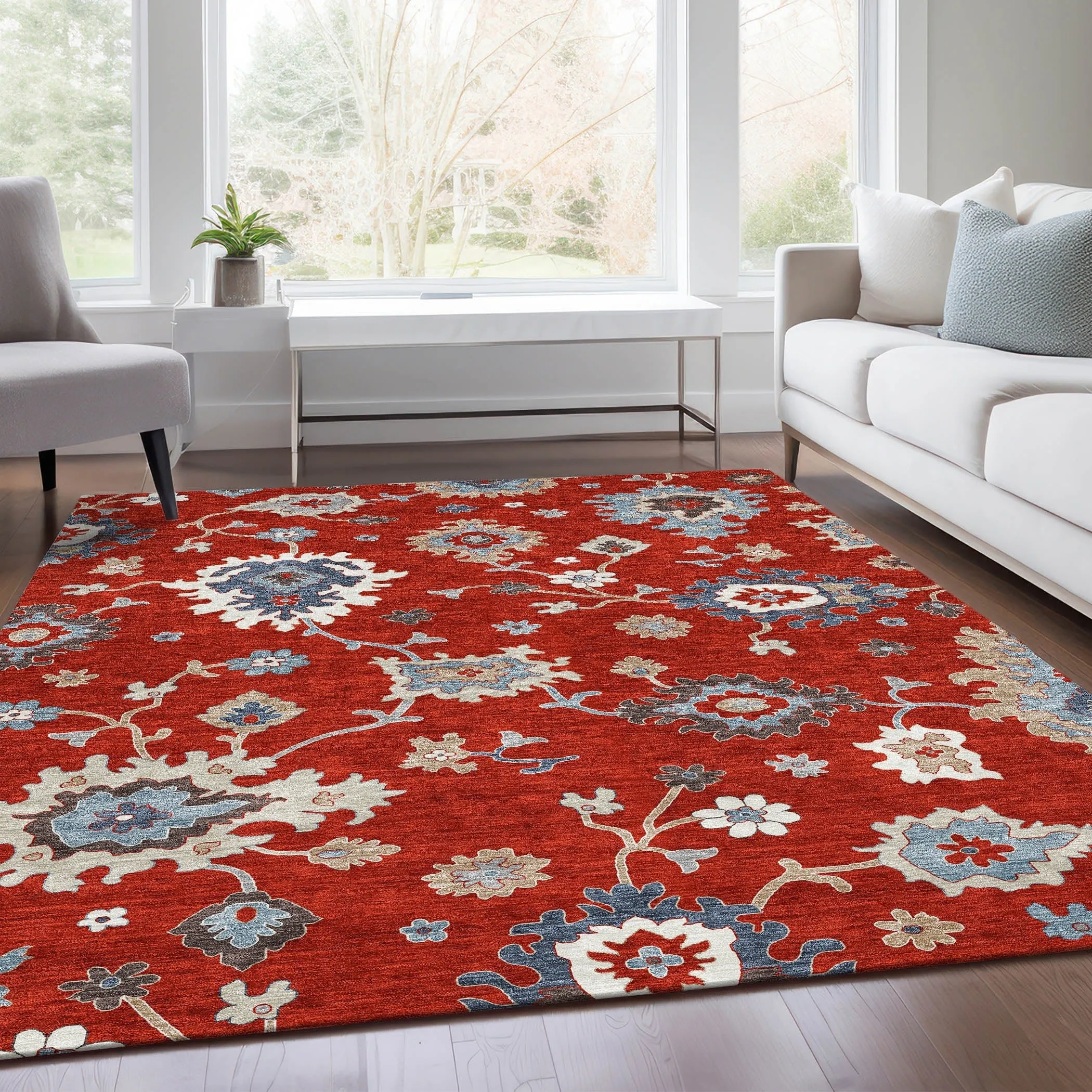 Machine Washable Indoor/ Outdoor Chantille Kashan Traditonal Rug