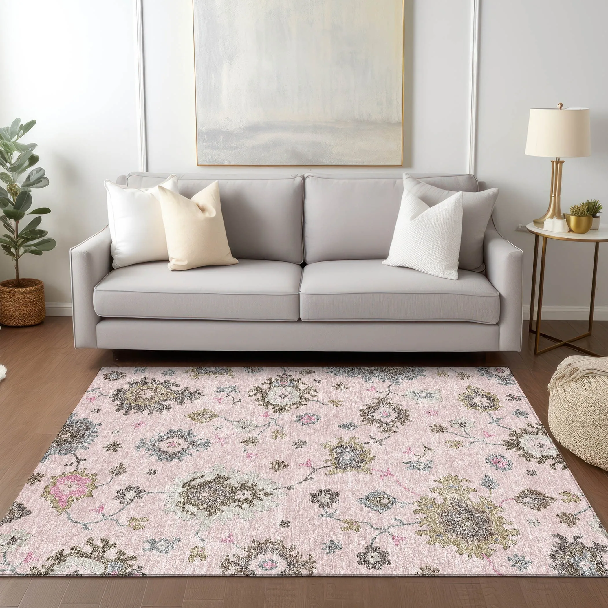 Machine Washable Indoor/ Outdoor Chantille Kashan Traditonal Rug