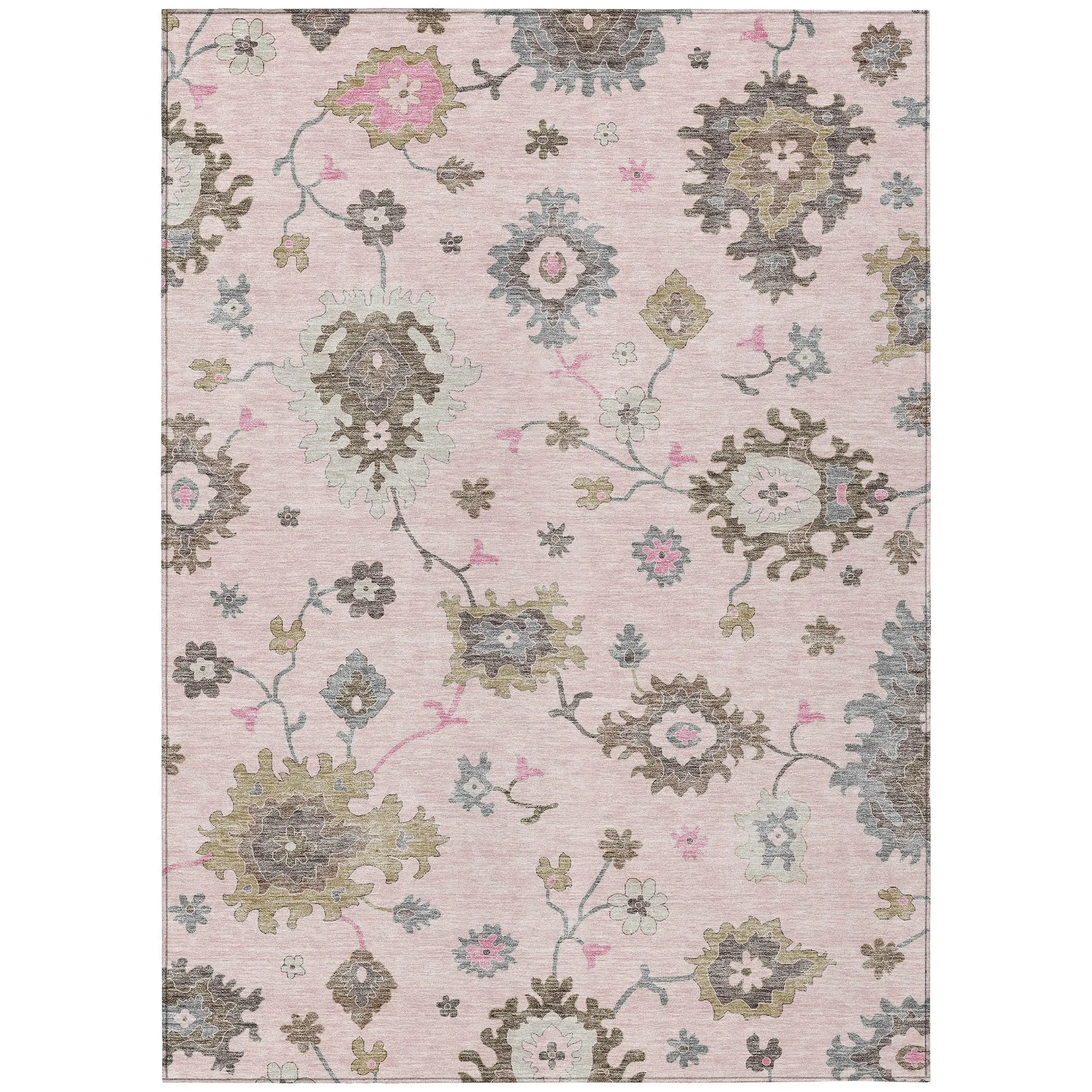 Machine Washable Indoor/ Outdoor Chantille Kashan Traditonal Rug