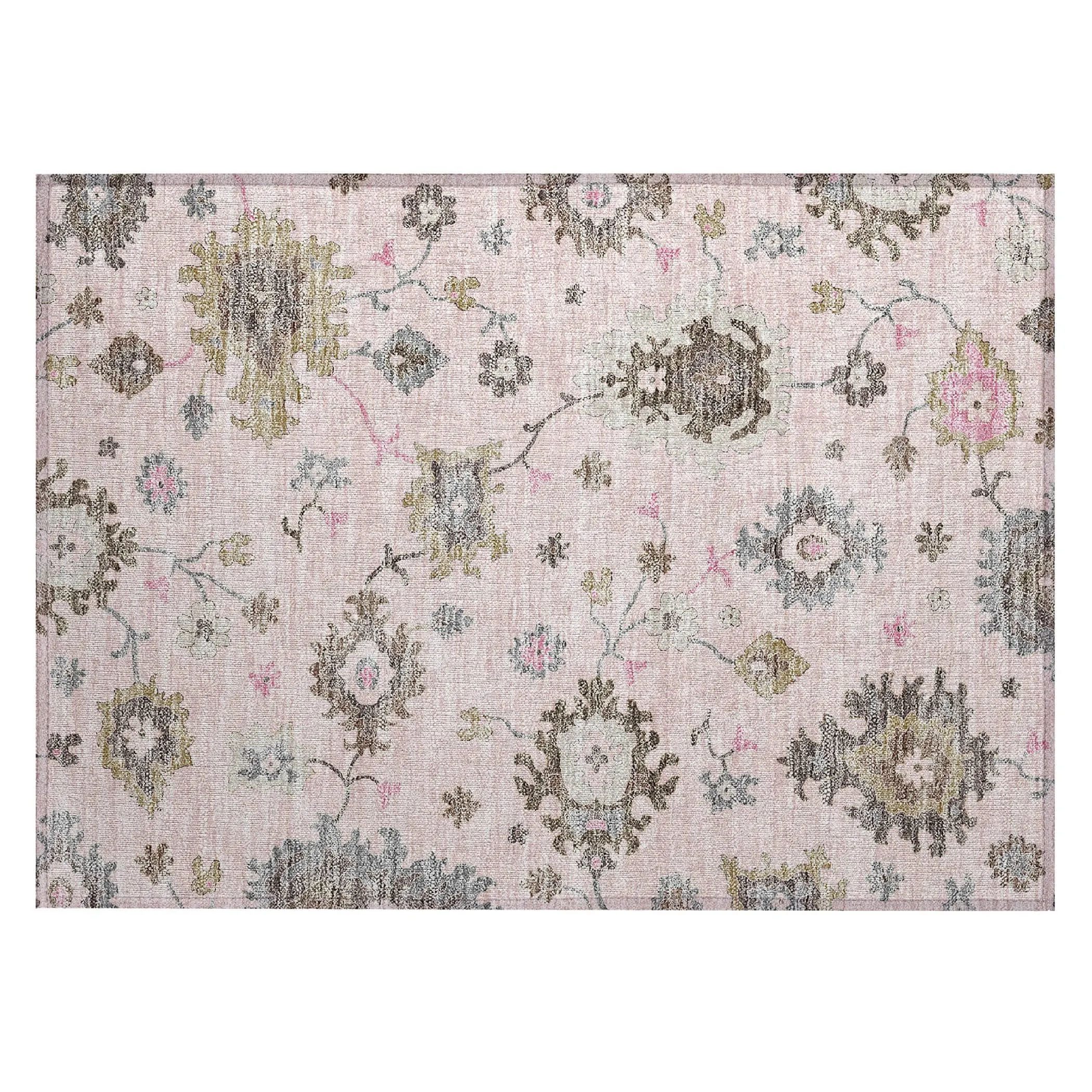 Machine Washable Indoor/ Outdoor Chantille Kashan Traditonal Rug