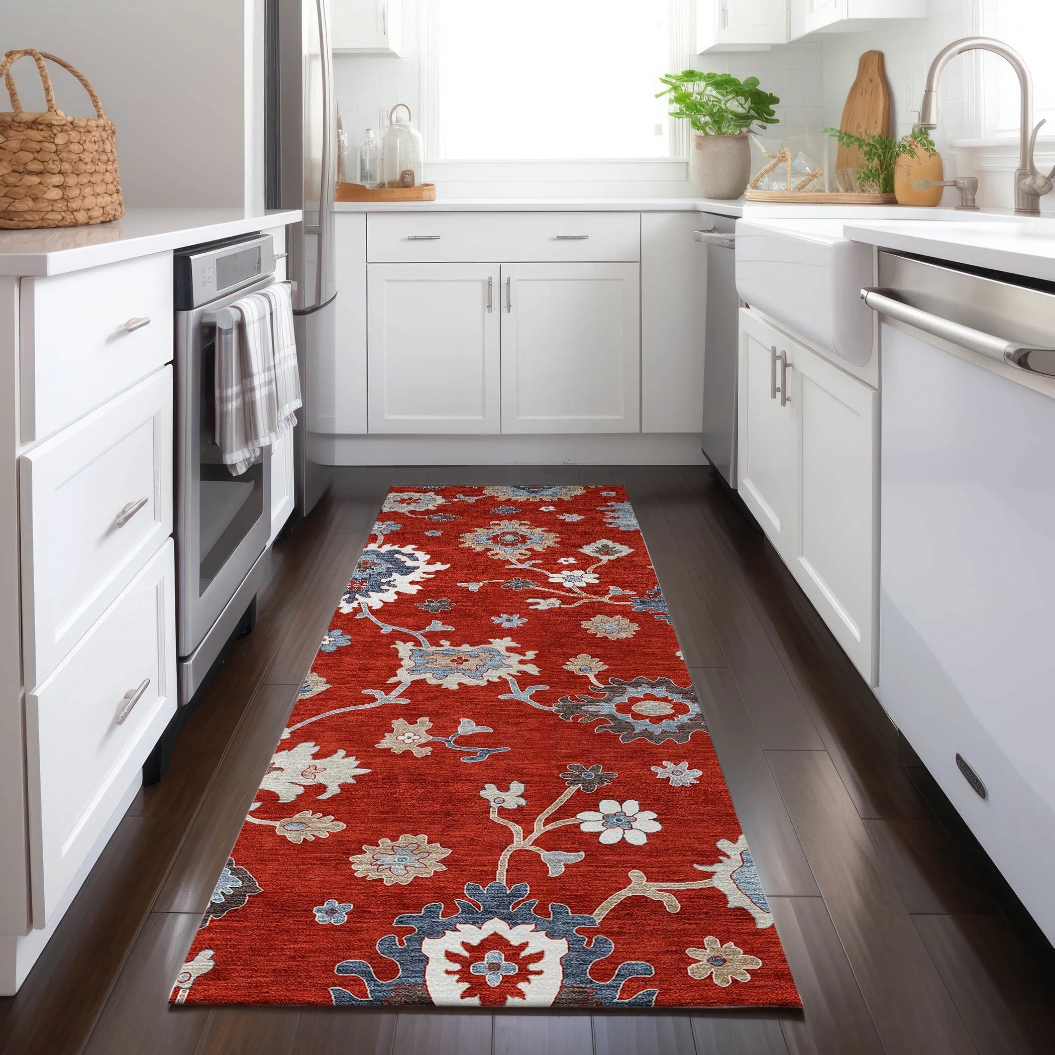 Machine Washable Indoor/ Outdoor Chantille Kashan Traditonal Rug